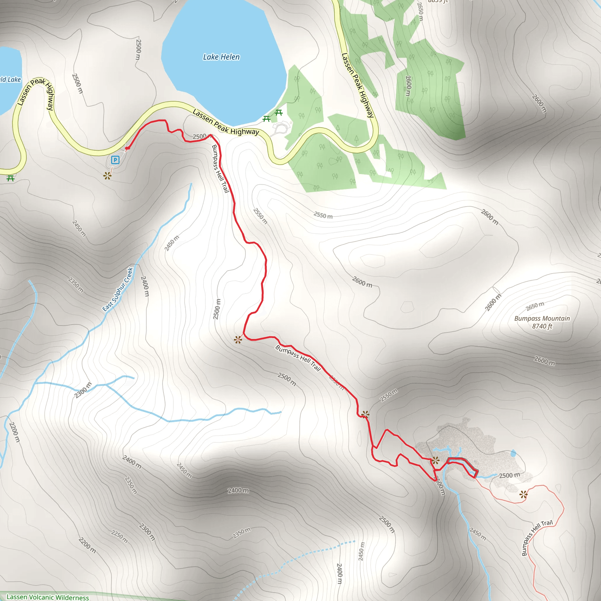 Bumpass Hell Trail mobile static map
