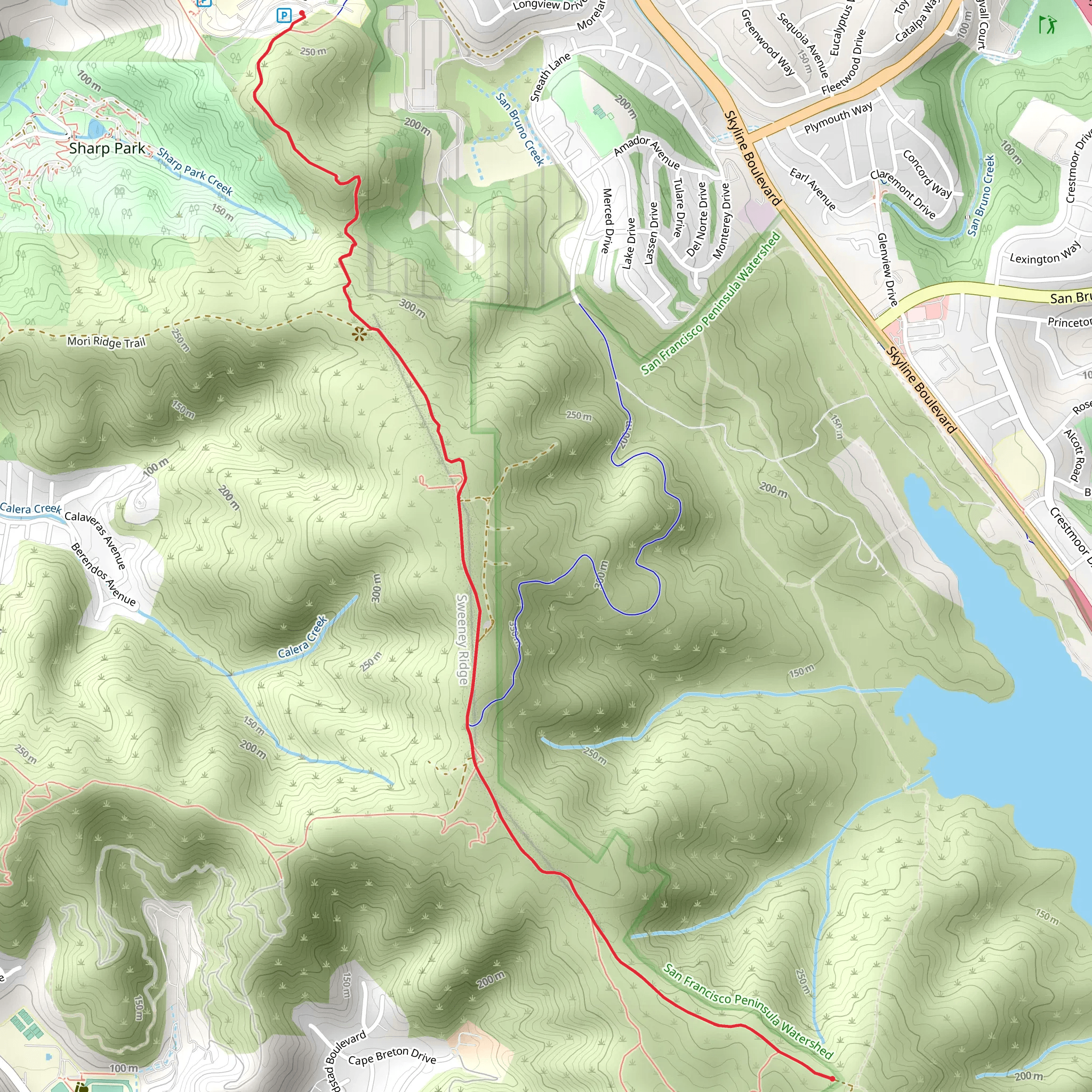 Notch and Sweeney Ridge Trail mobile static map