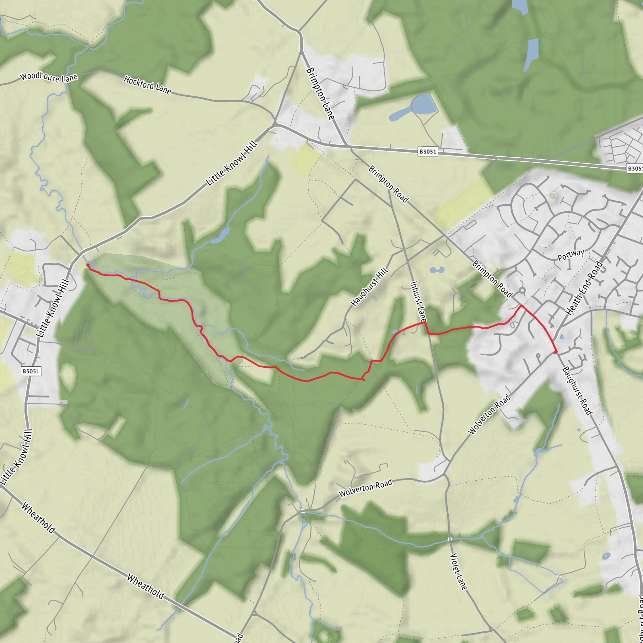Hike from Ashford Hill to Badger's Wood mobile static map