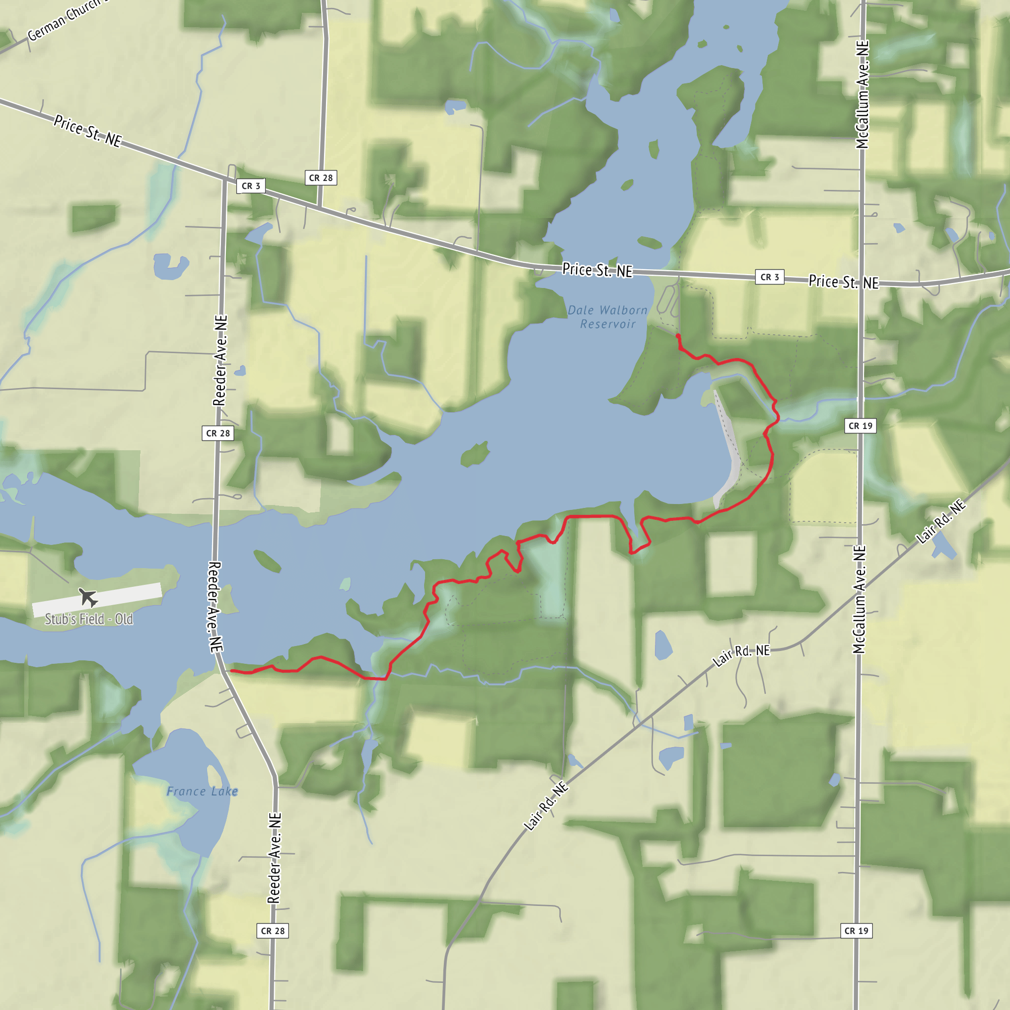 Dale Walborn Reservoir via Shoreline Trail mobile static map