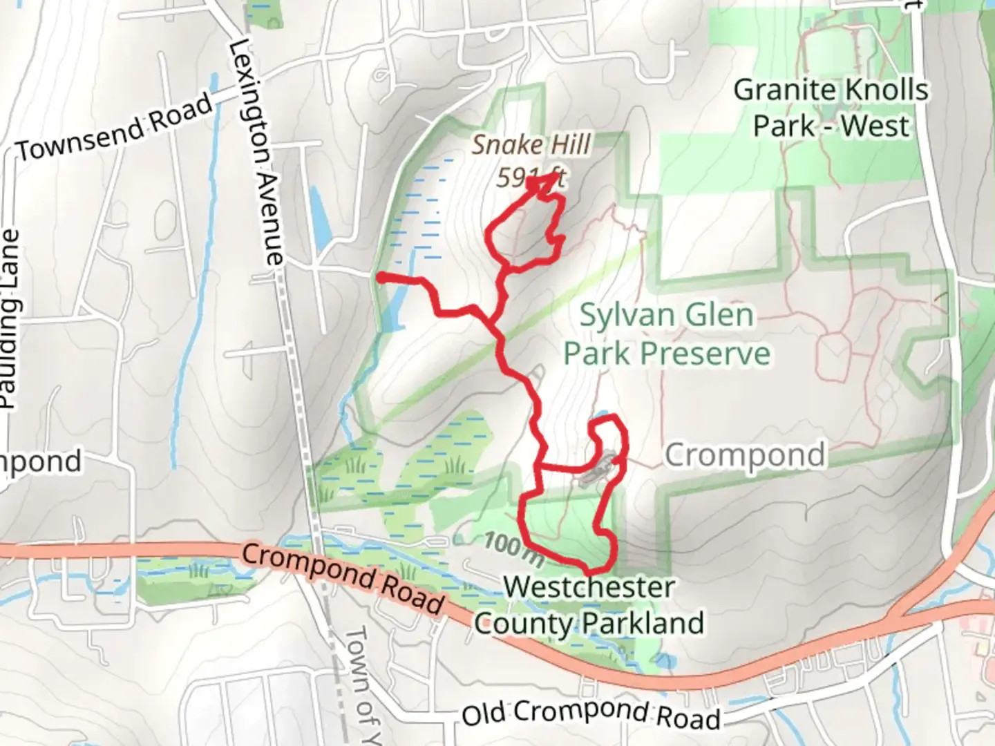 An image depicting the trail View over Quarry, Steam Supply Pond and Snake Hill Loop and its surrounding area.