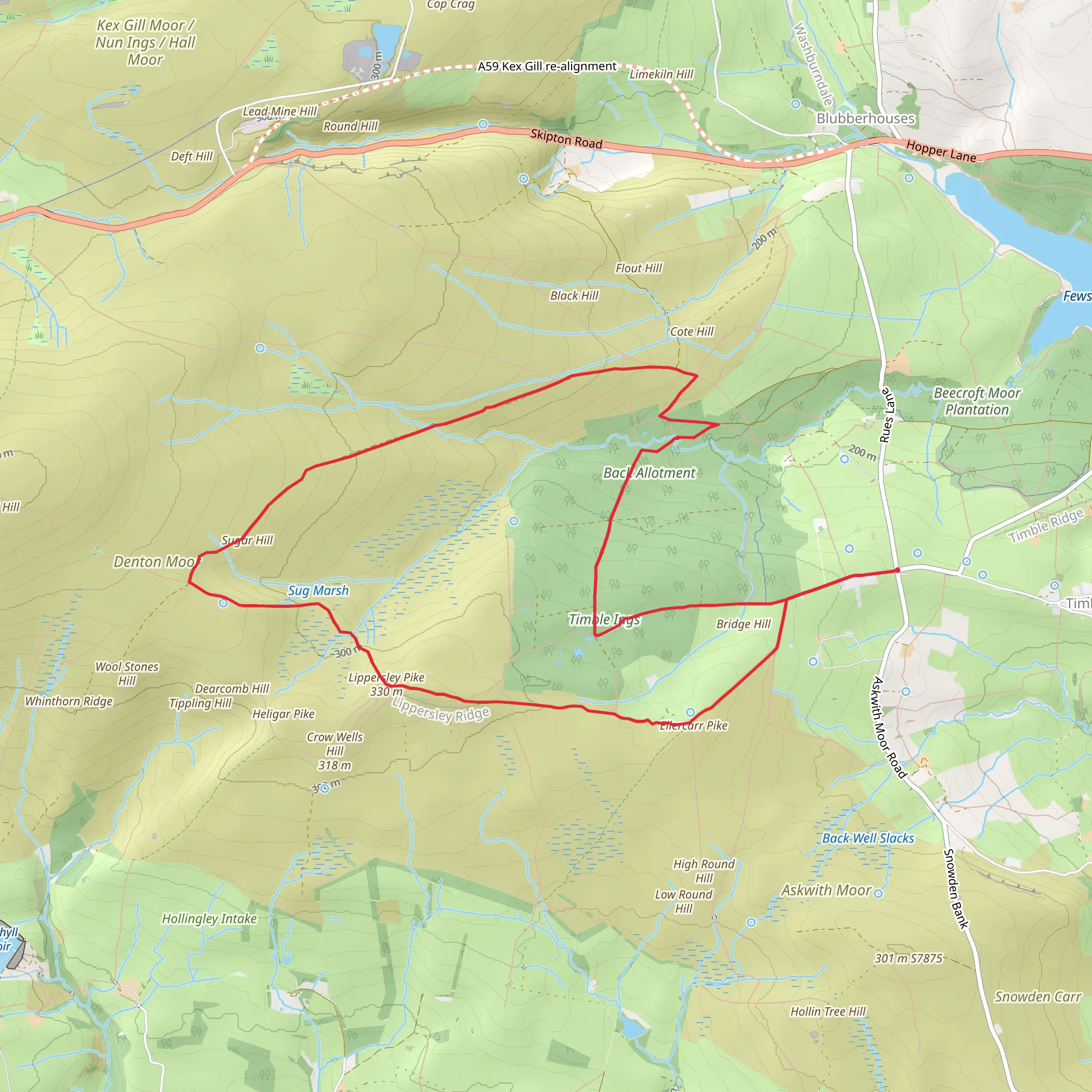 Great Timble - Ellarcarr Pike - Lippersley Pike - Gawk Hill Gate and