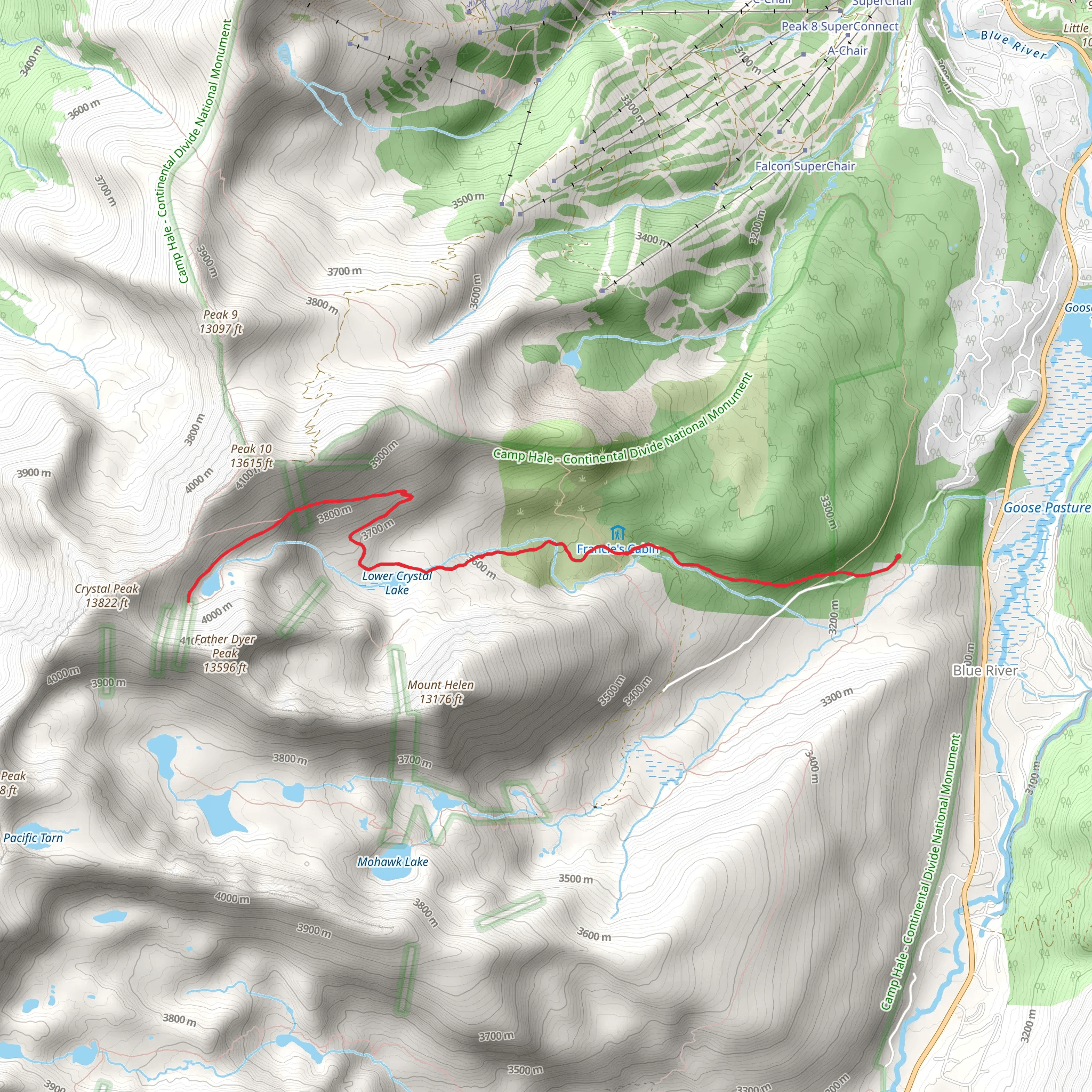 Lower and Upper Crystal Lake Trail mobile static map