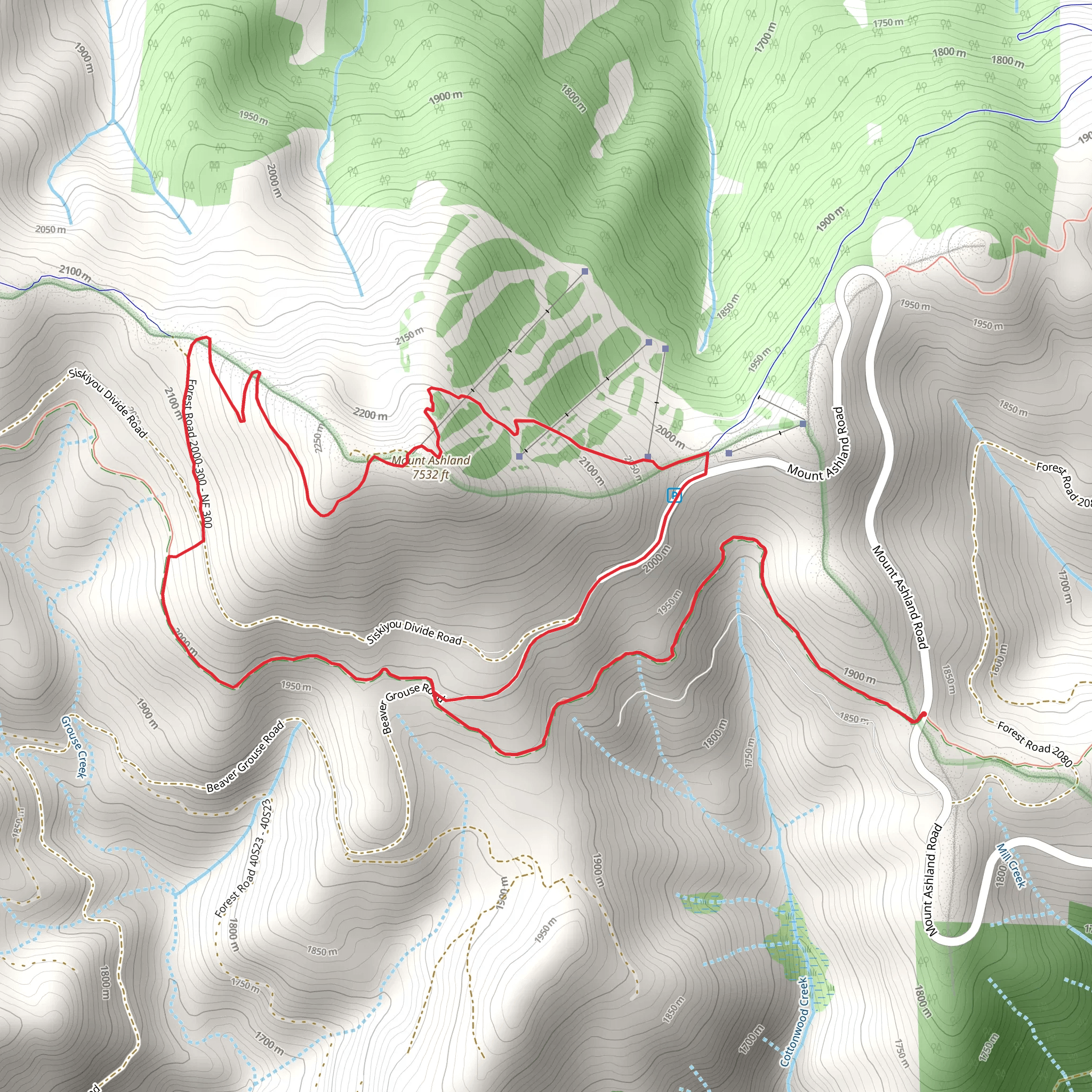 Mount Ashland Loop mobile static map