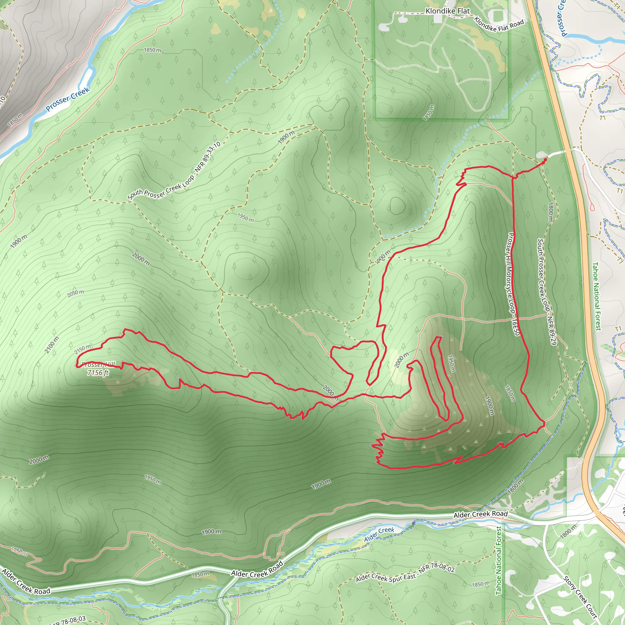 Prosser Hill Walk Loop mobile static map