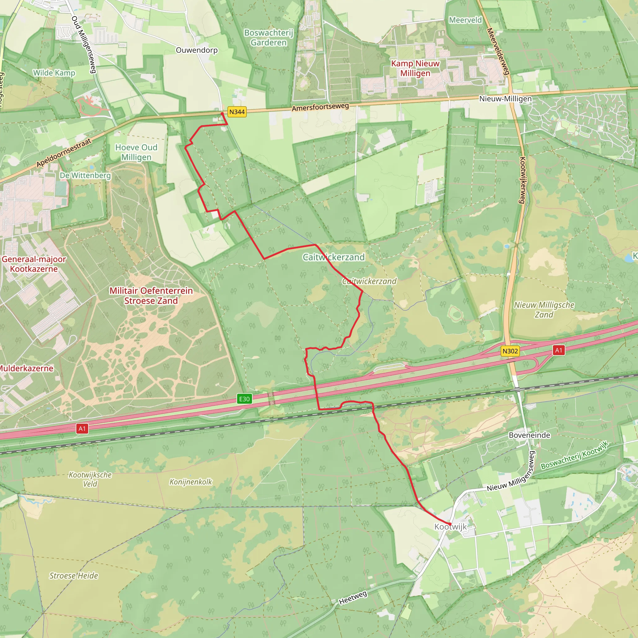 Ouwendorperweg to De Brink via Maanschoten mobile static map