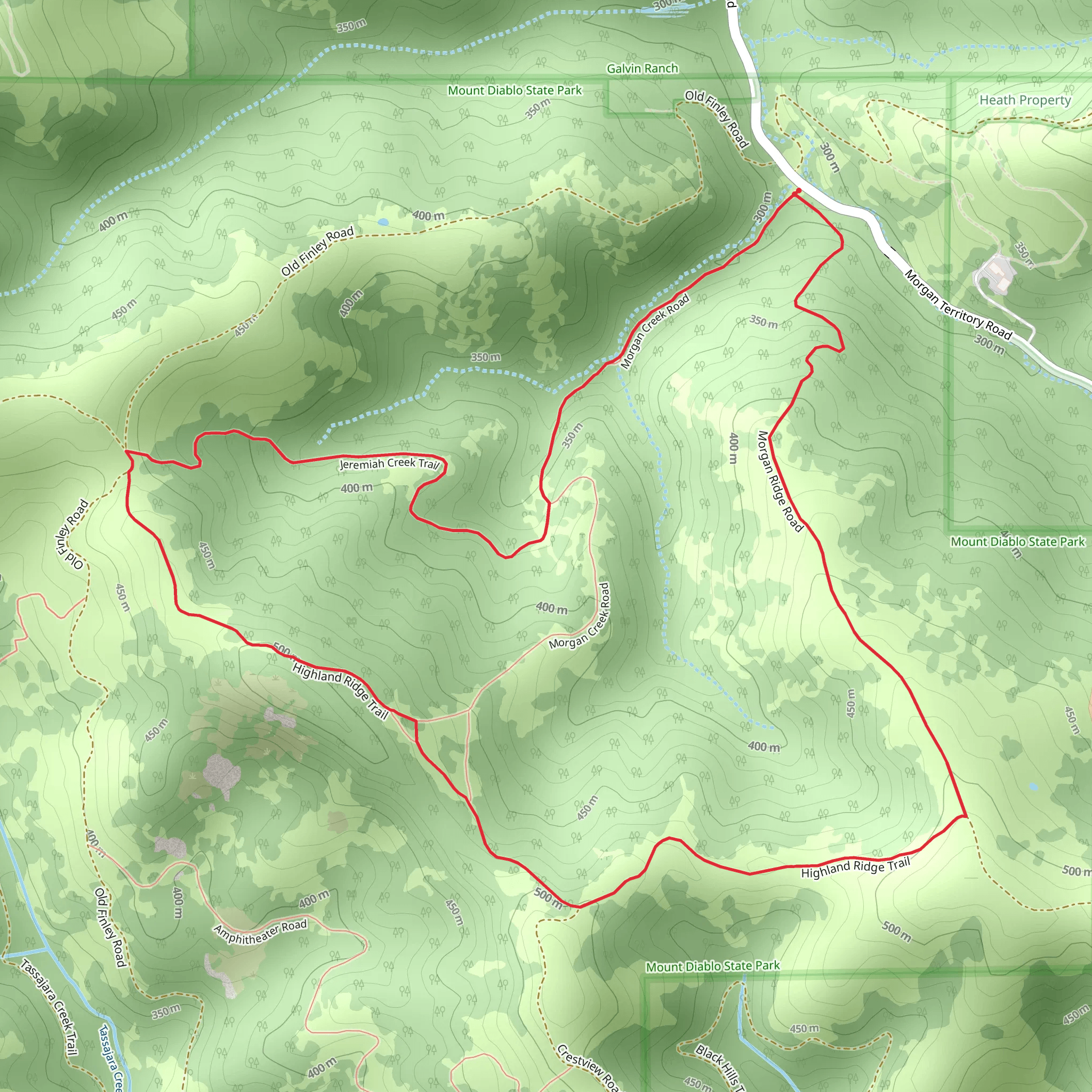 Morgan Creek, Jeremiah Creek Trail and Diablo Regional Trail Loop mobile static map