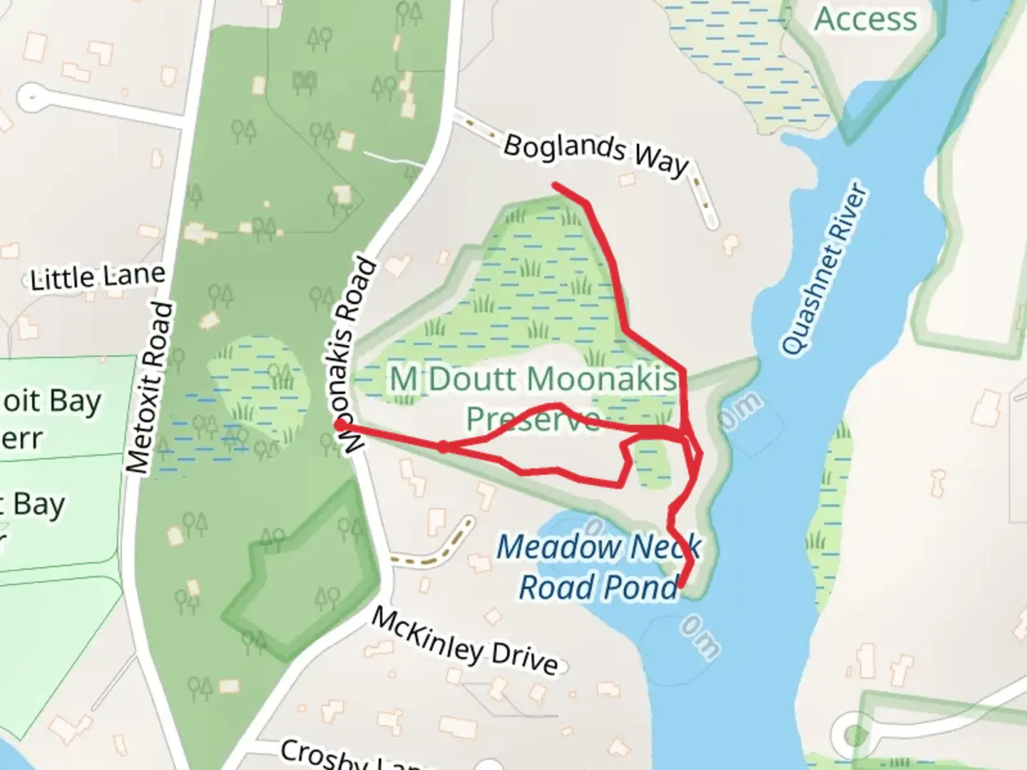 An image depicting the trail Moonakis Road East Bog Trail and its surrounding area.
