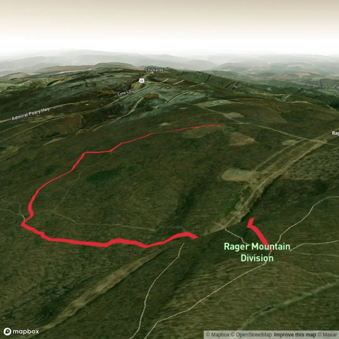 An image depicting the trail Leslie Trail in Rager Mountain Division and its surrounding area.