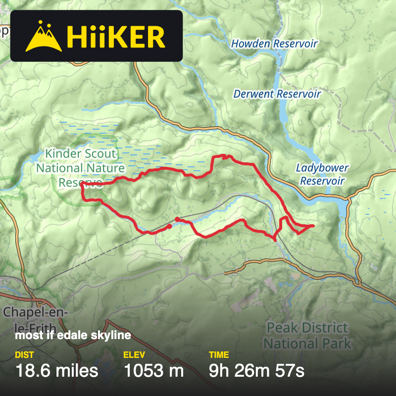 A map preview of the recording most if edale skyline.