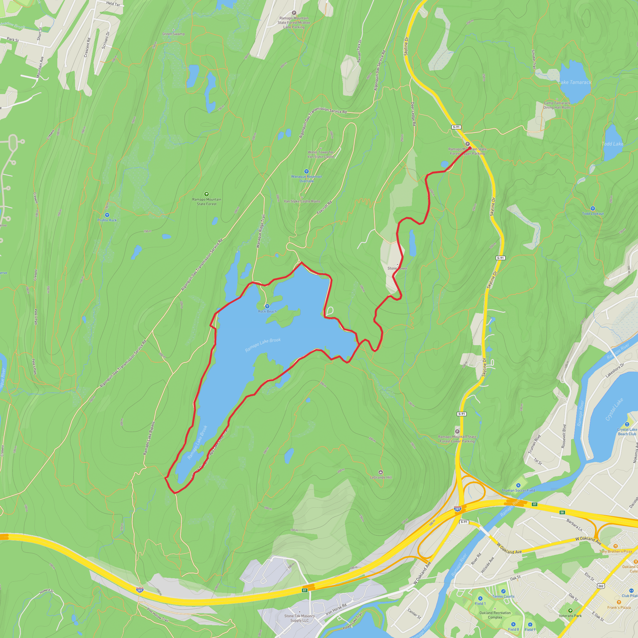 Ramapo Lake Loop mobile static map