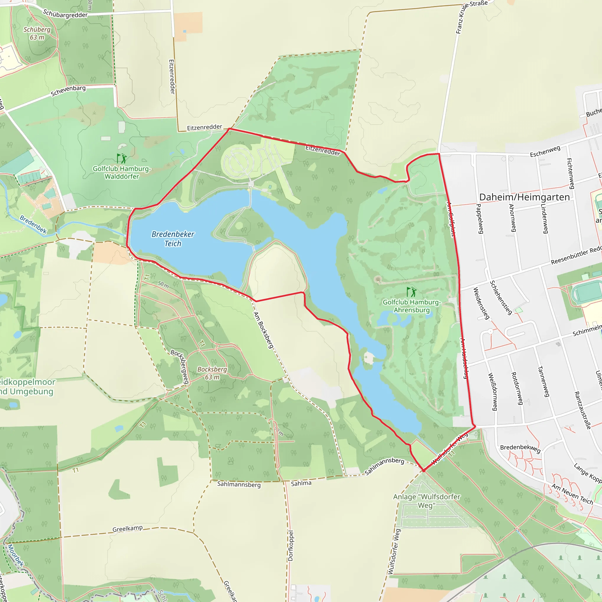 Bredenbeker Teich and Golclub Hamburg Ahrensburg Loop mobile static map