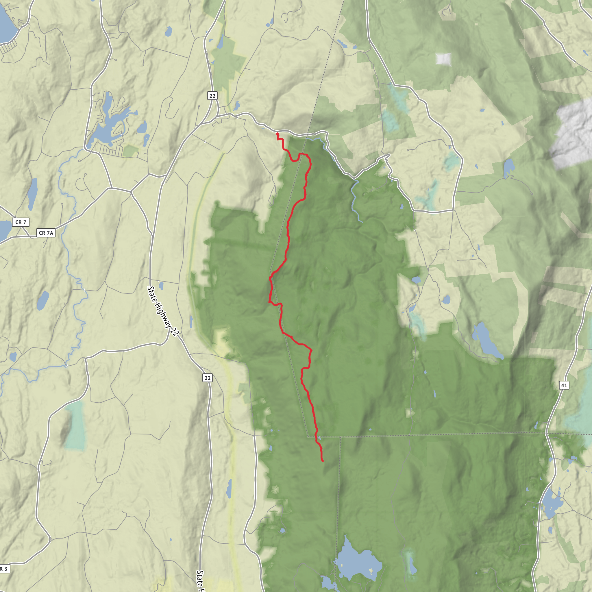 Alander Mountain and Brace Mountain via South Taconic Trail mobile static map