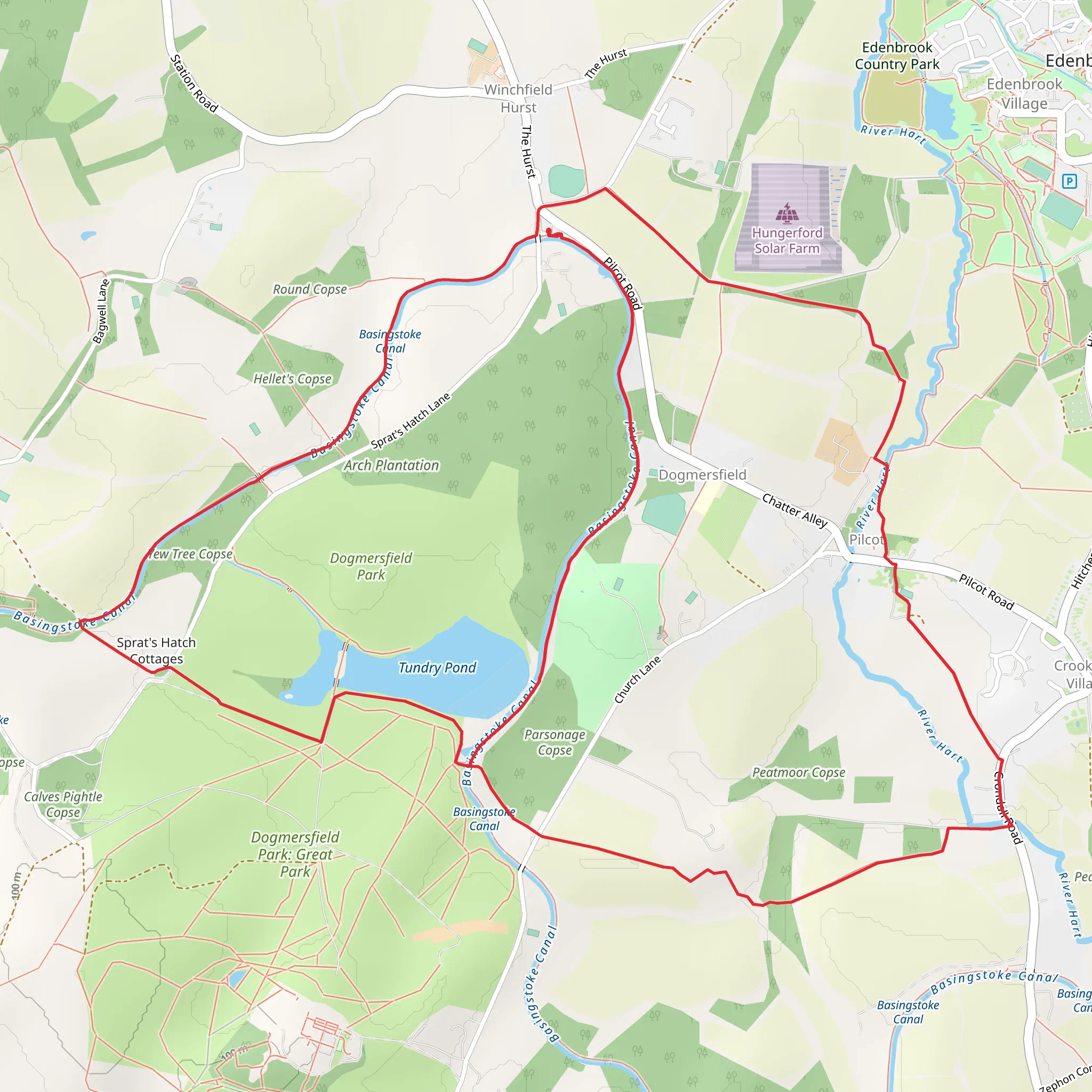 Tundry Pond, Yew Tree Copse and Parsonage Copse Loop mobile static map