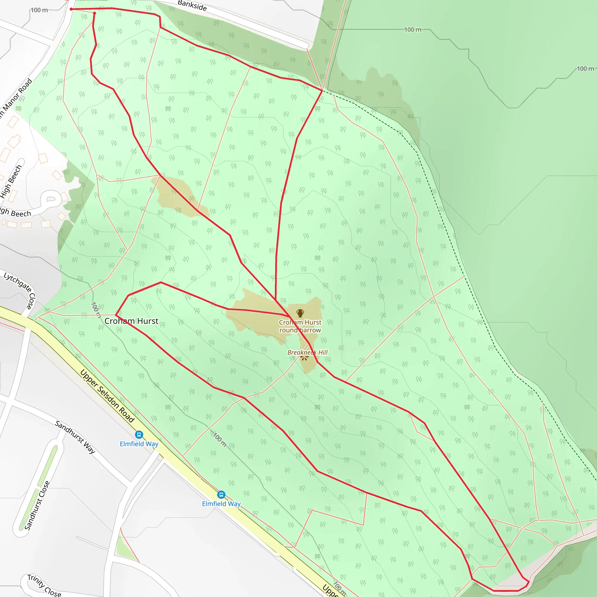 Croham Hurst Loop mobile static map