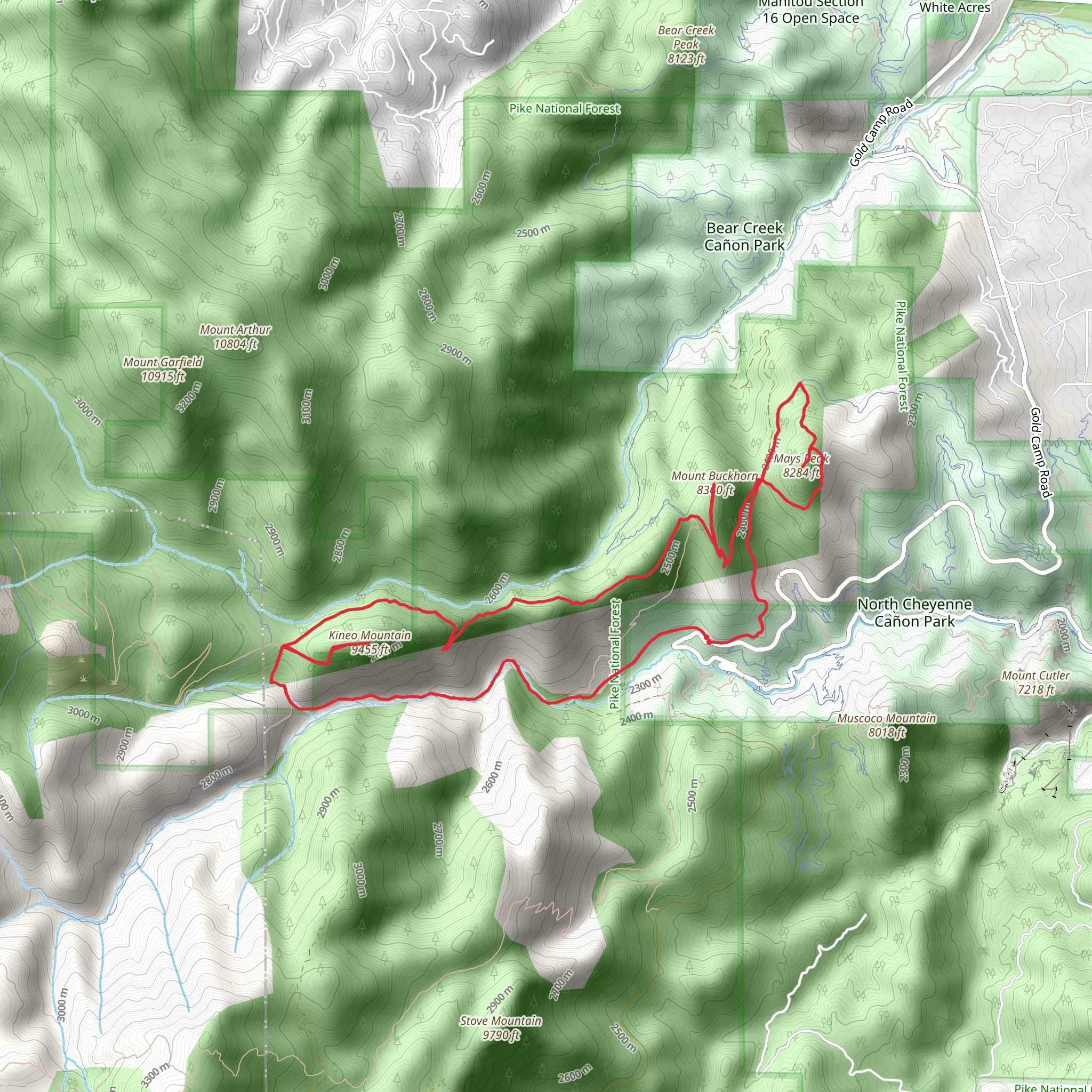 Seven Bridges, Kineo Mountain, Mount Buckhorn and Mays Peak Loop Trail mobile static map