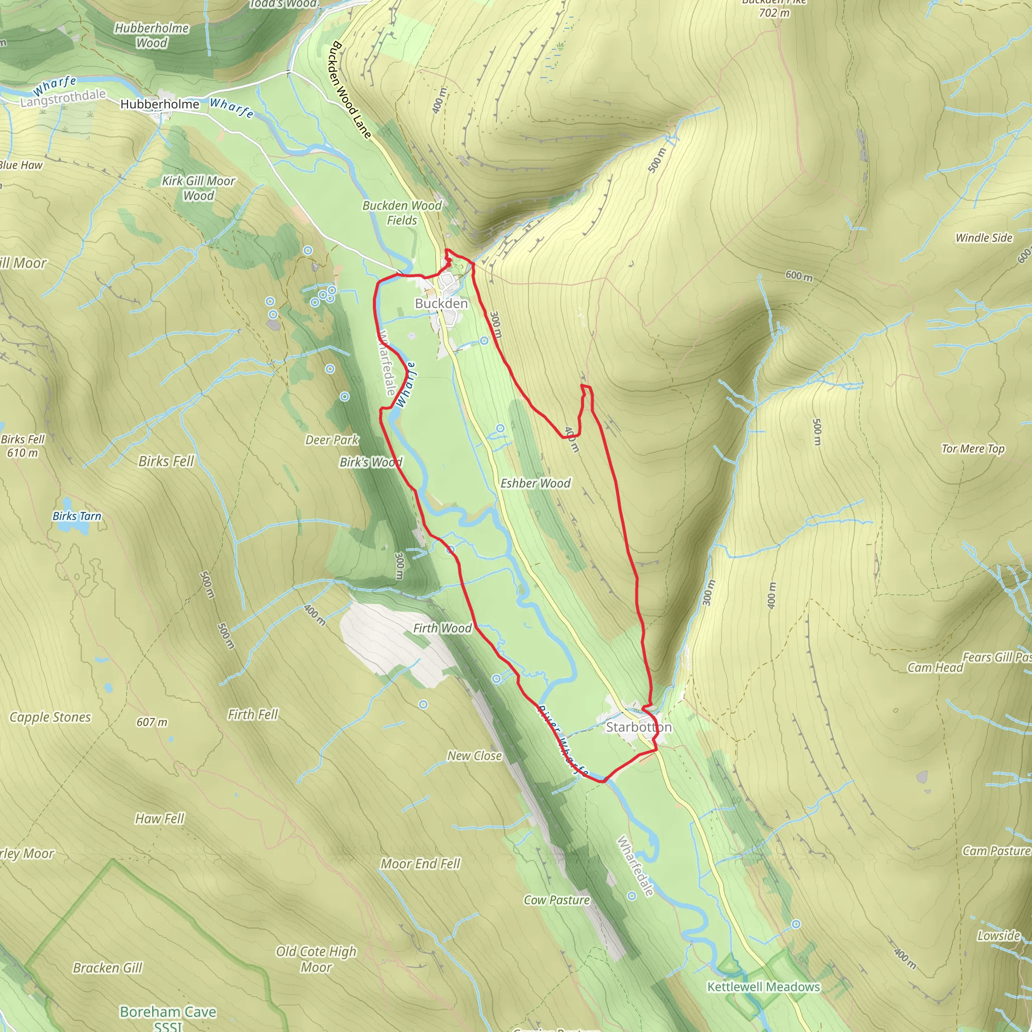 Buckden to Starbotton Walk mobile static map