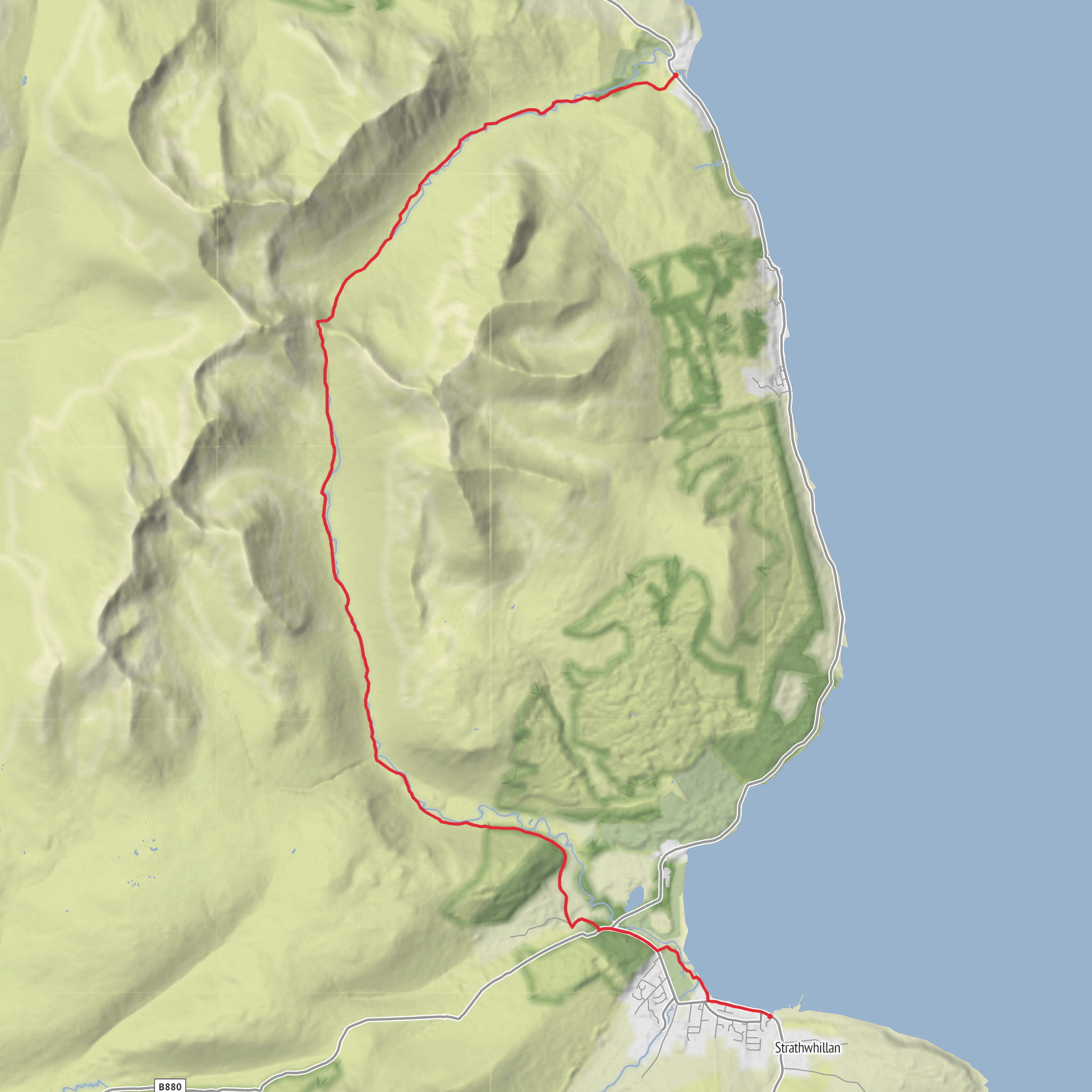 Sannox Bay to Brodick Bay via Glen Sannox, Cir Mhor, Glen Rosa and Glenshurig Bridge mobile static map
