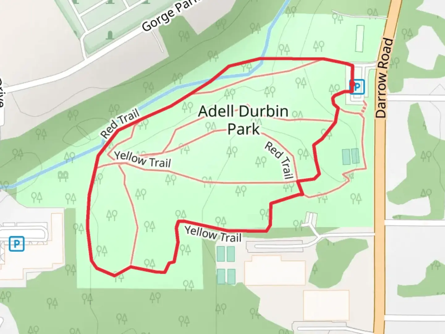 An image depicting the trail Adell Durbin Park Loop and its surrounding area.