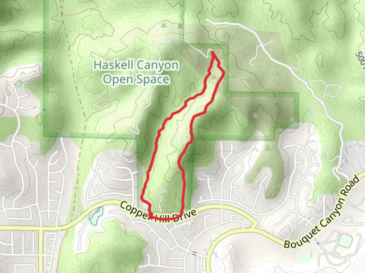 An image depicting the trail Haskell Canyon Park Loop and its surrounding area.