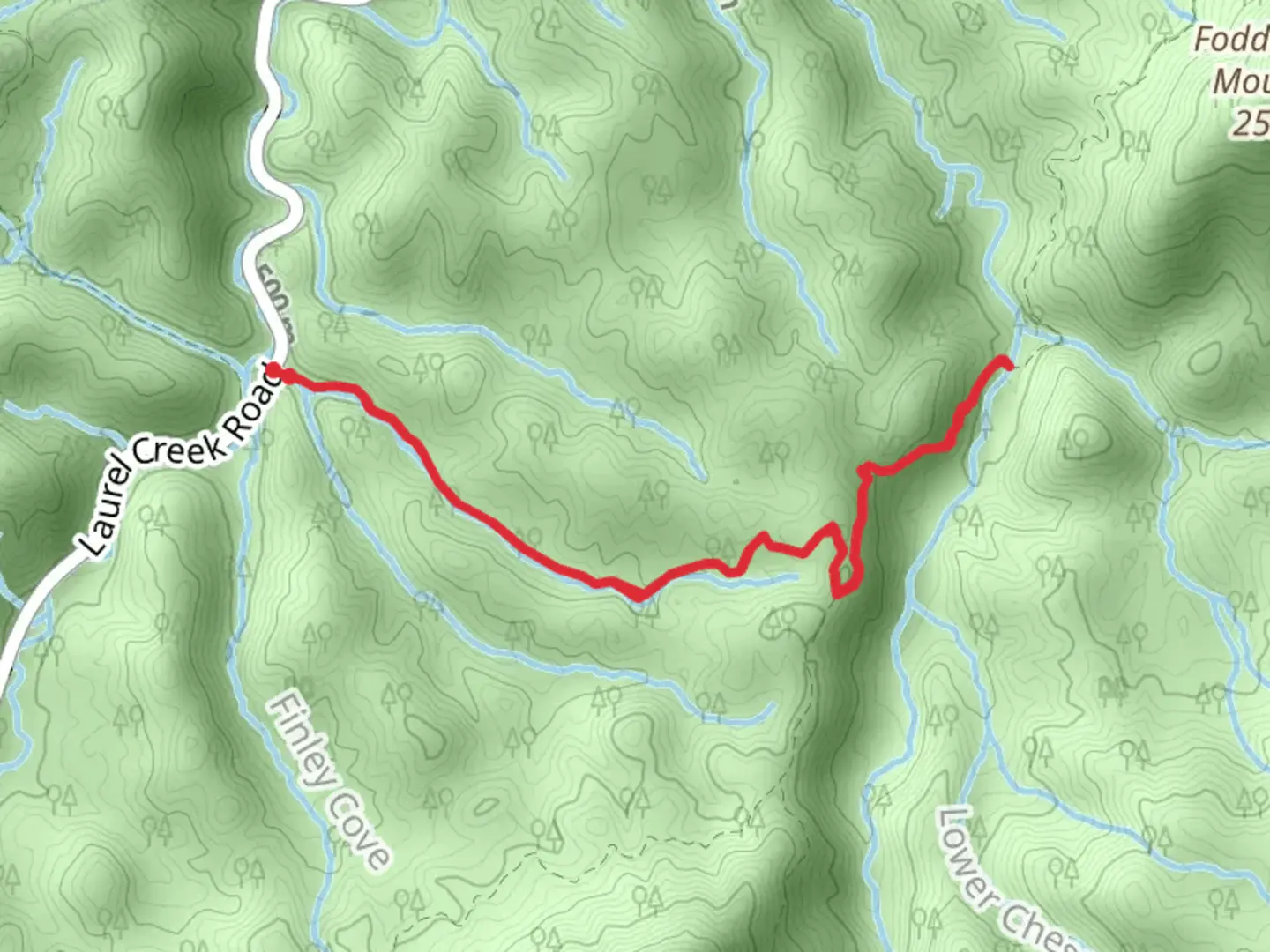 An image depicting the trail Bote Mountain Trail and West Prong Trail and its surrounding area.