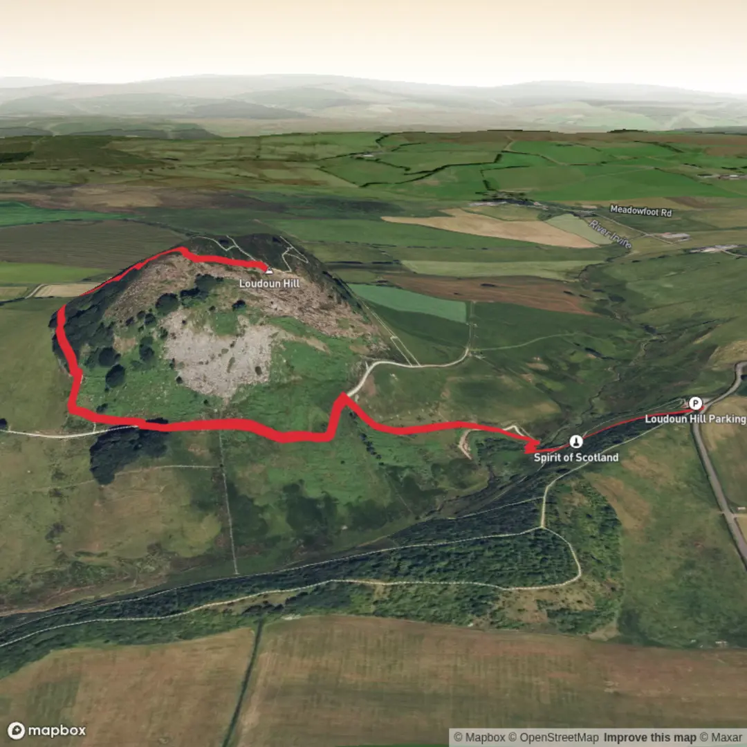 An image depicting the trail Loudoun Hill and its surrounding area.