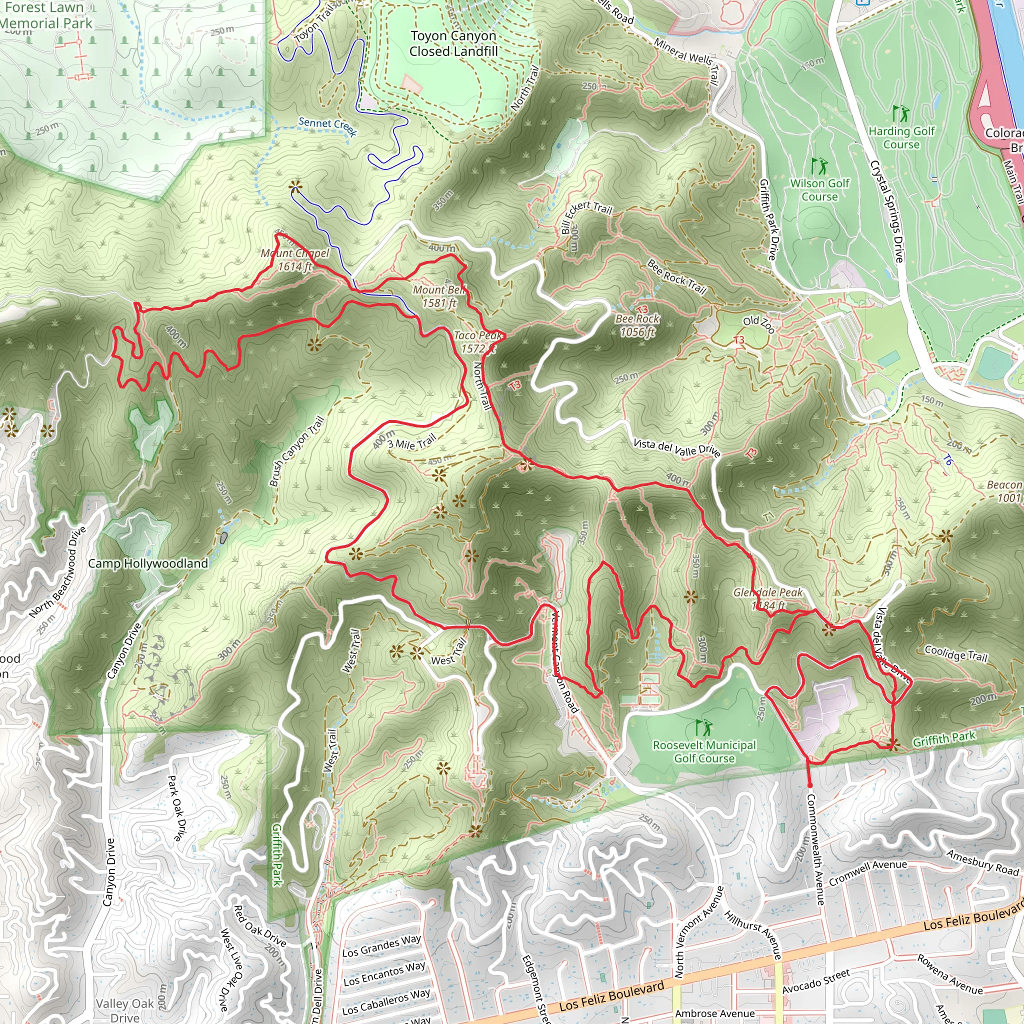 Taco Peak - Mount Baby Bell - Mount Chapel - Glendale Peak Loop mobile static map