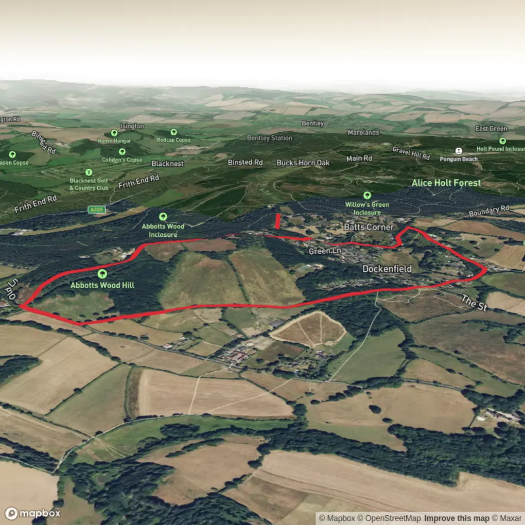 An image depicting the trail Abbotts Wood Hill and Bealswood Common Loop and its surrounding area.
