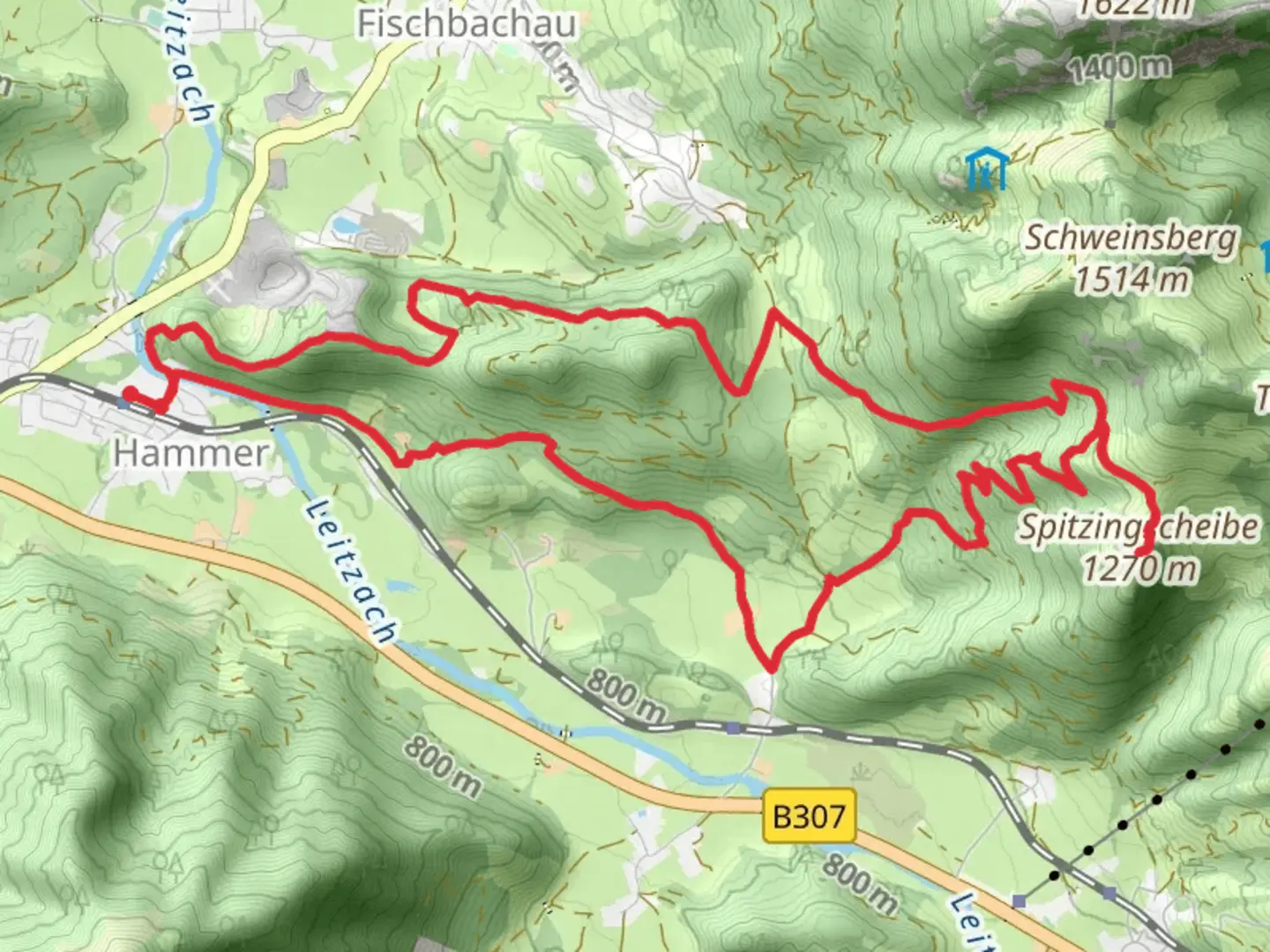 An image depicting the trail Karolinenhoehe and Spitzingscheibe via Wanderweg and its surrounding area.