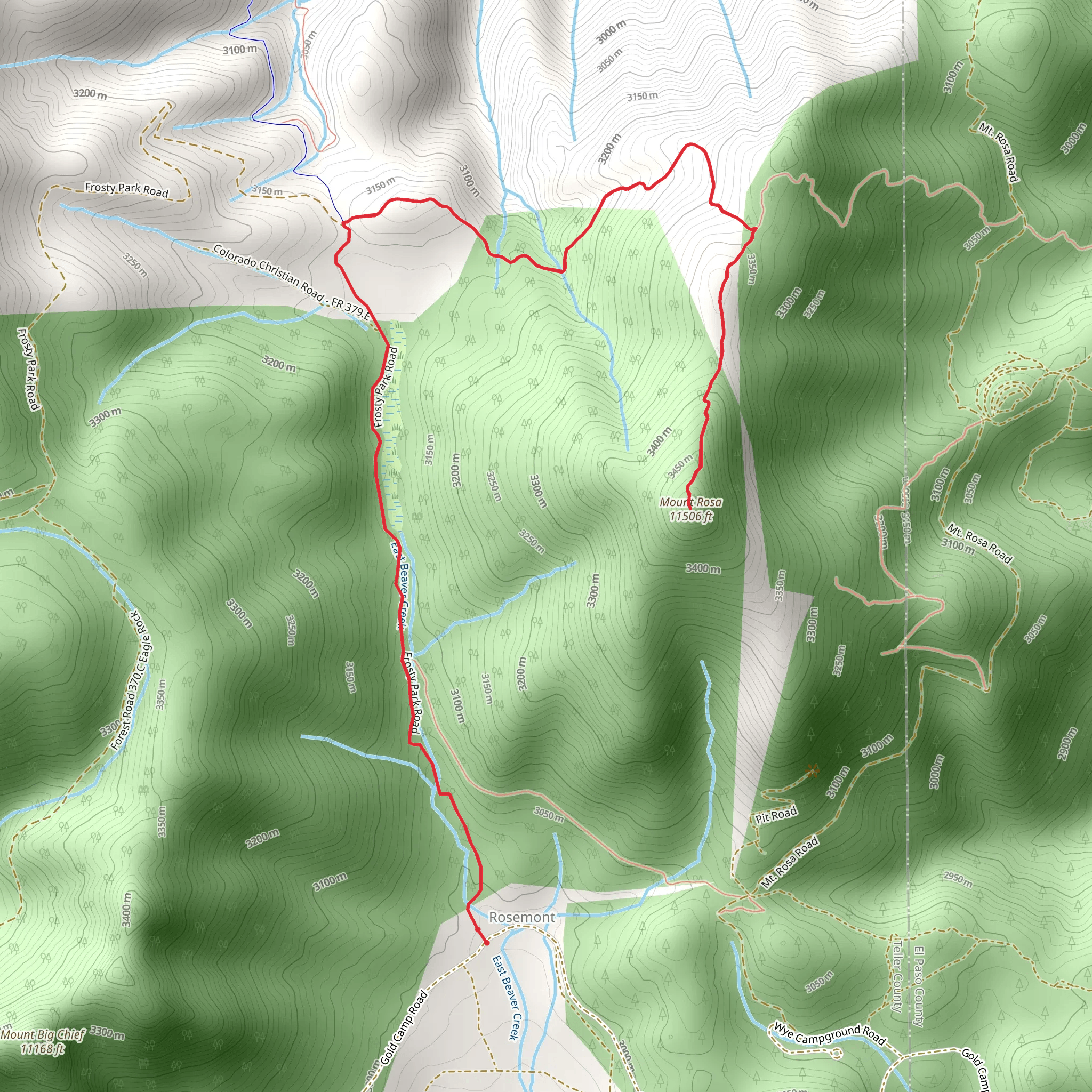 Mount Rosa via Nelson's Trail mobile static map
