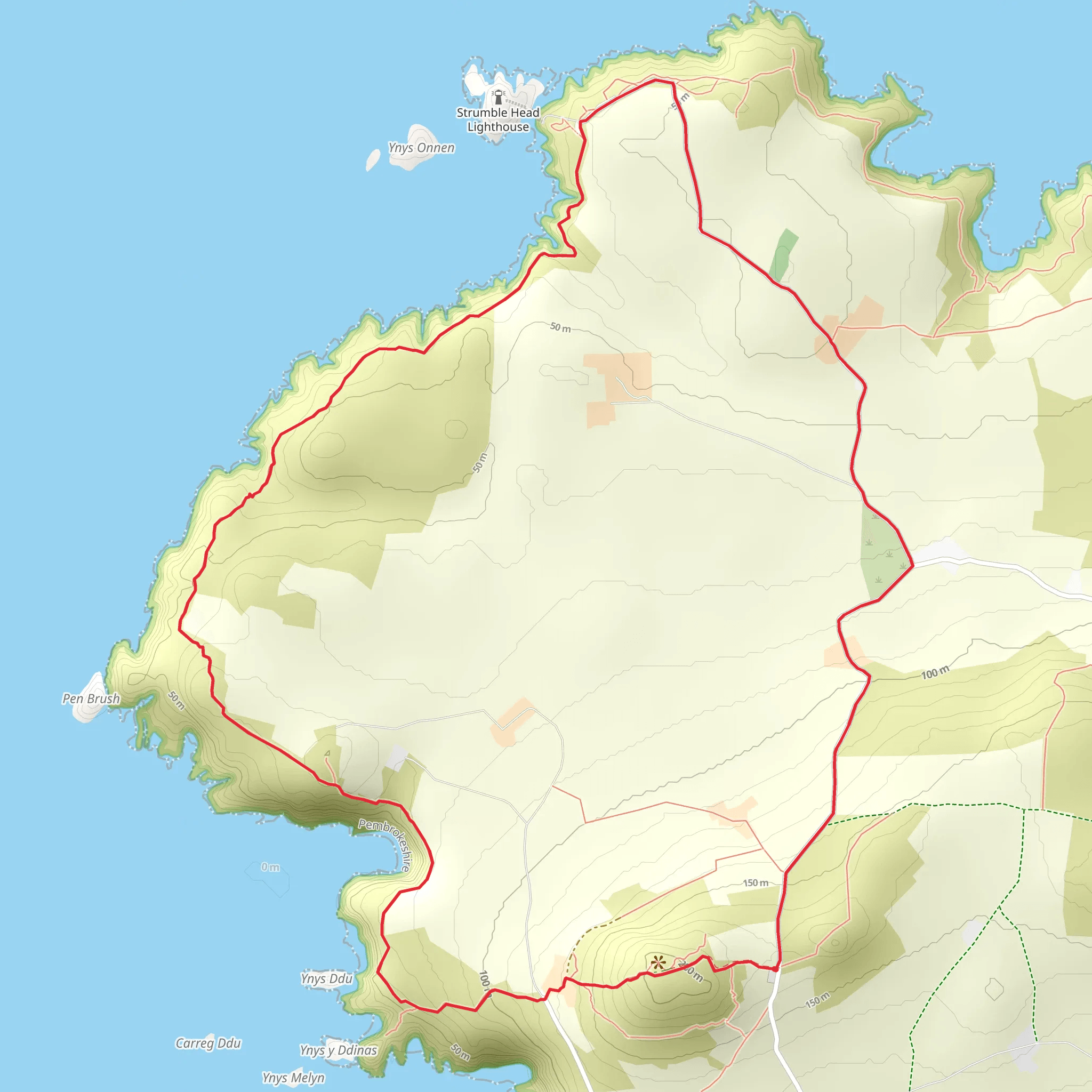 Strumble Head from Garn Fawr mobile static map