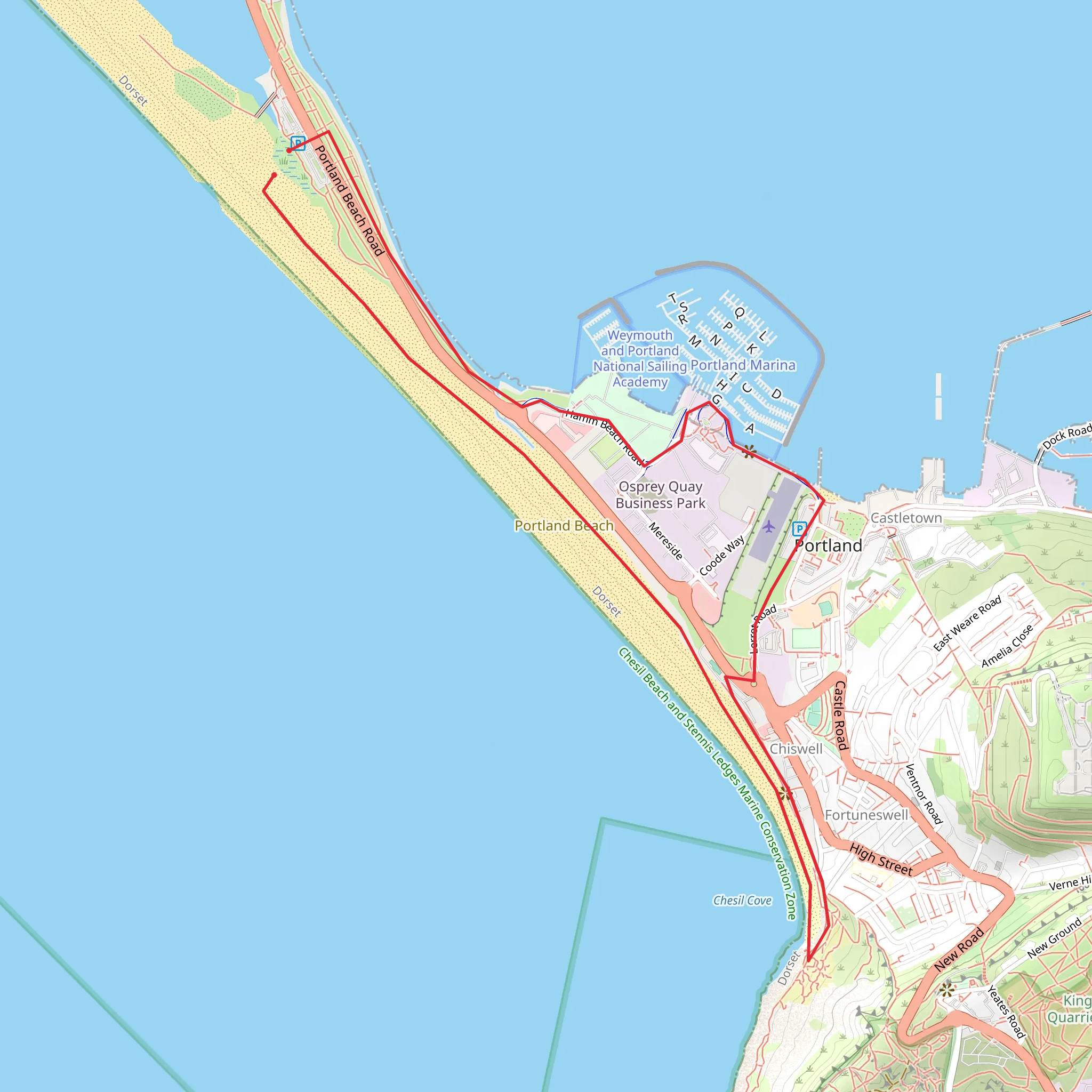 Legacy Trail 5 - Around Hamm and Chesil Beaches Walk mobile static map