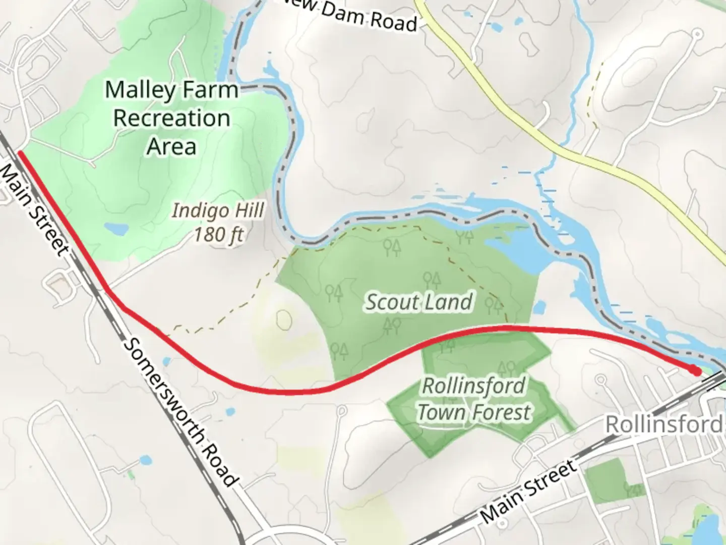 An image depicting the trail Salman Falls River via Scoutland Road and its surrounding area.