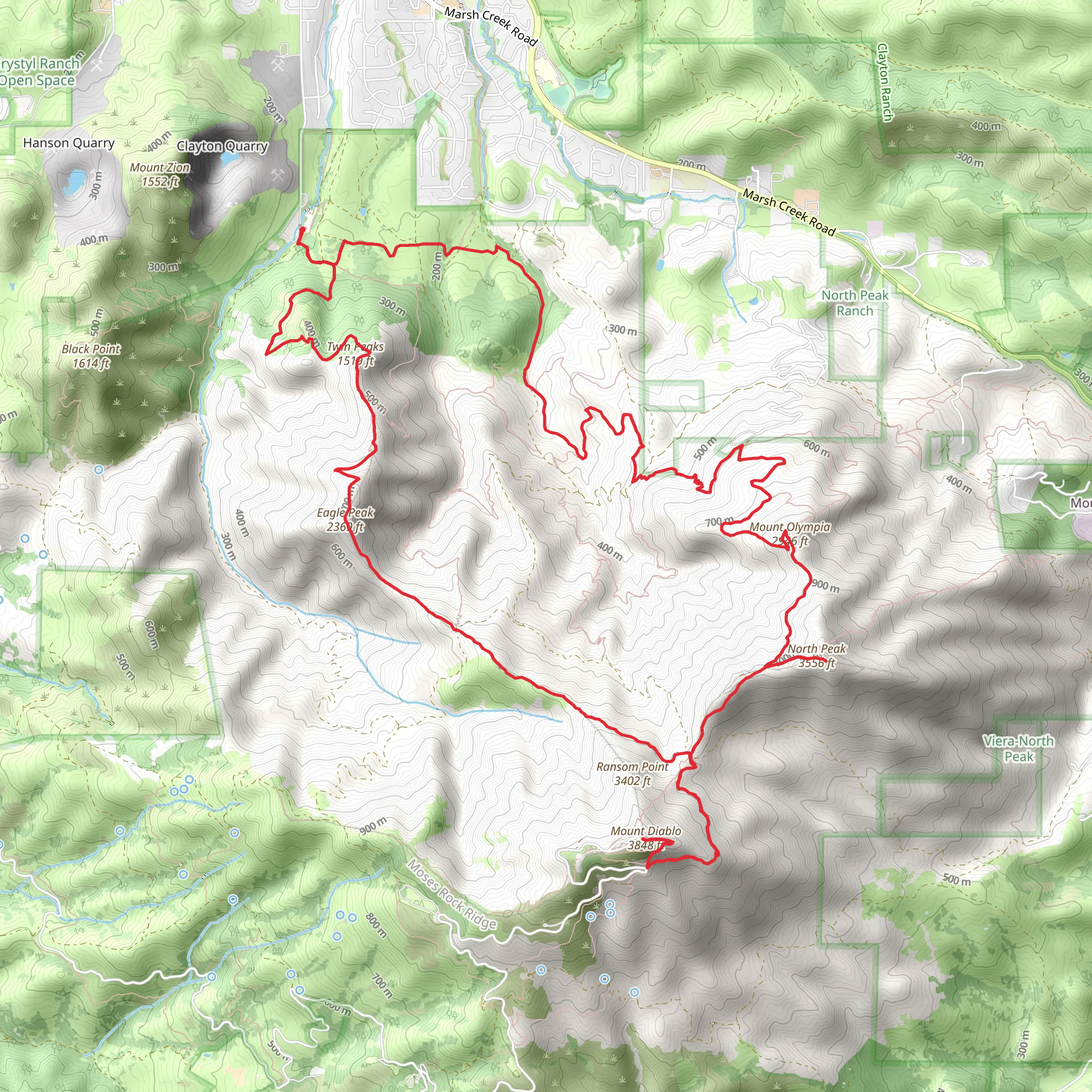 North Peak, Mitchell Rock and Twin Peaks Loop via Bald Ridge Trail mobile static map