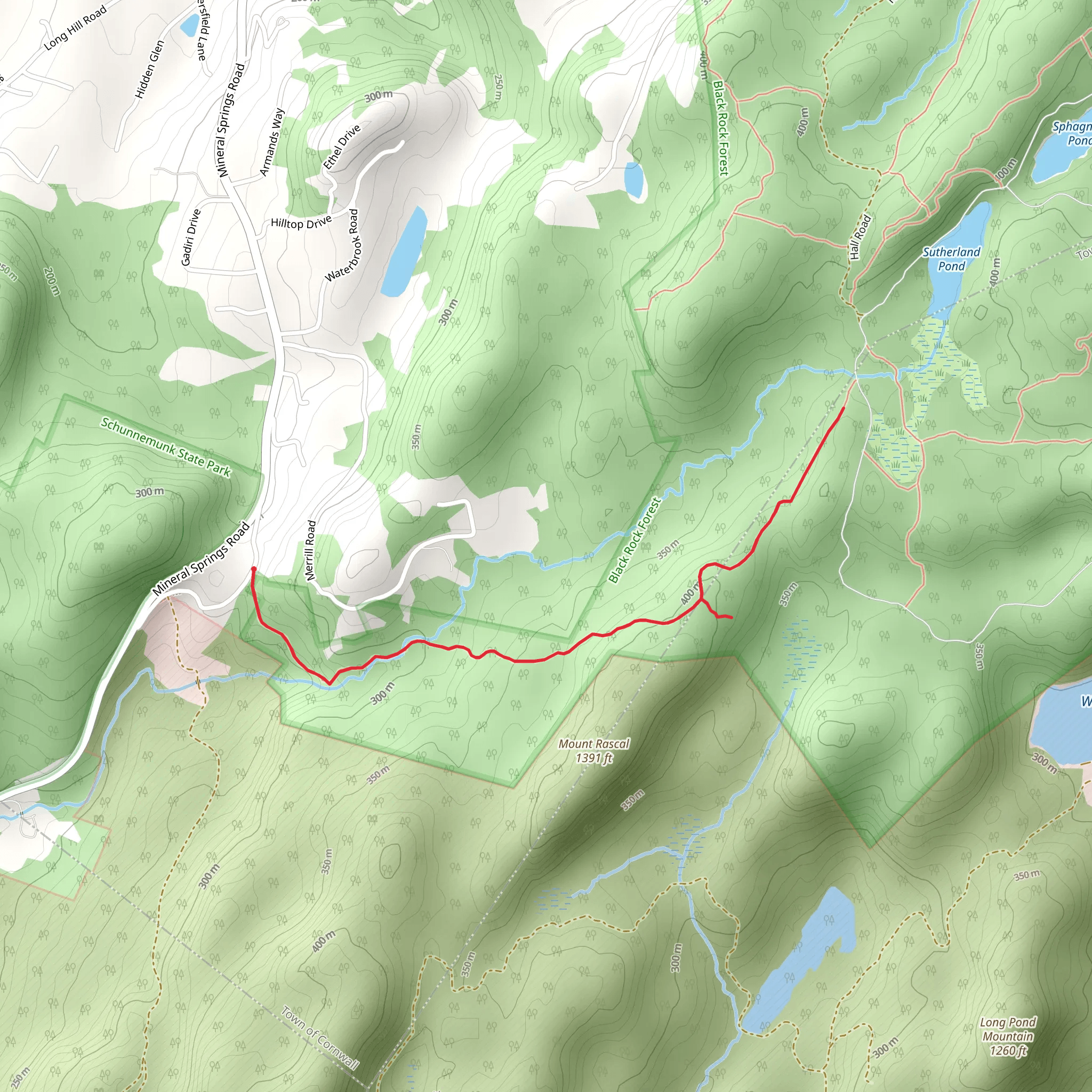 Sutherland Pond via Scenic Trail mobile static map