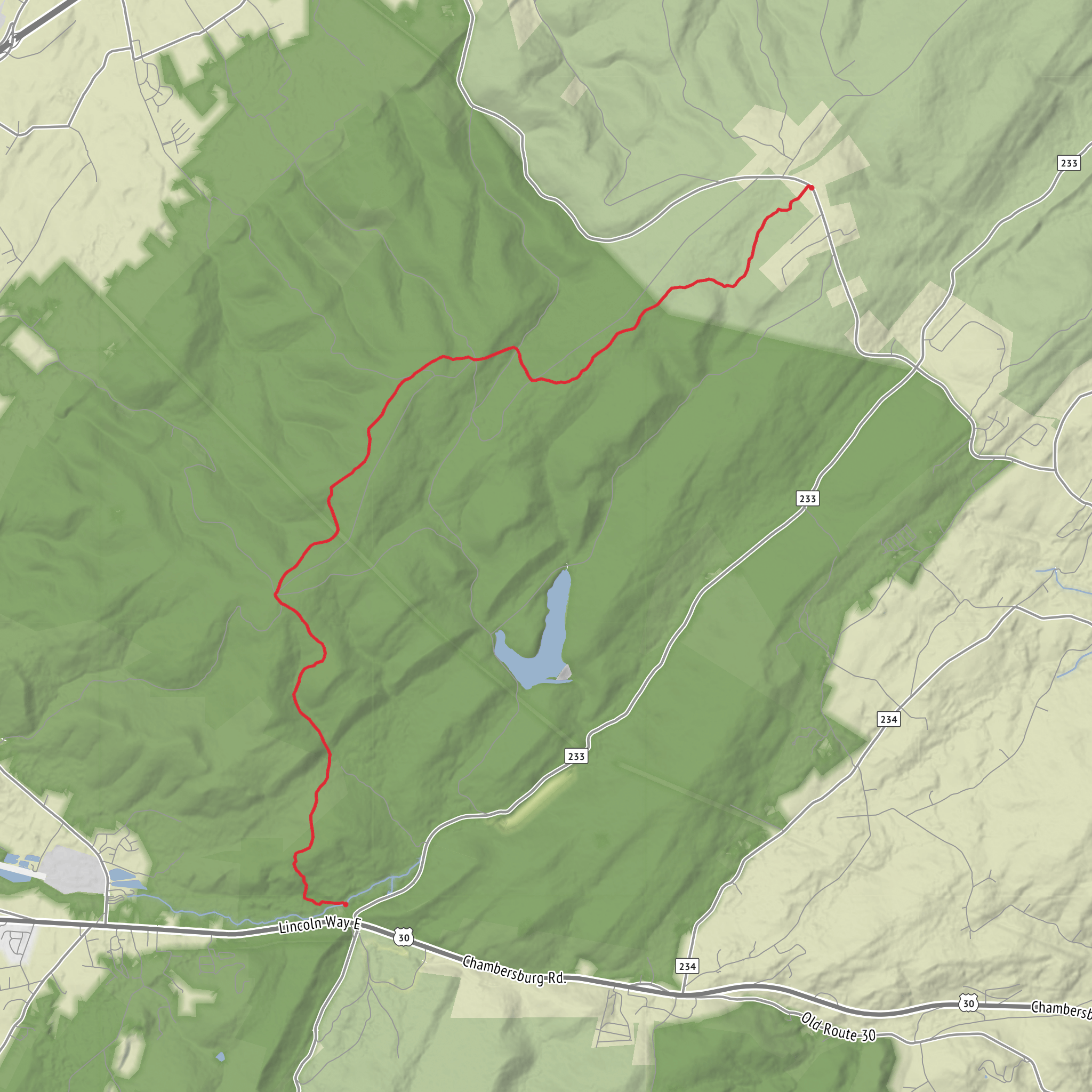 AT Caledonia to Shippensburg Rd via Chinquapin Hill and Methodist Hill mobile static map