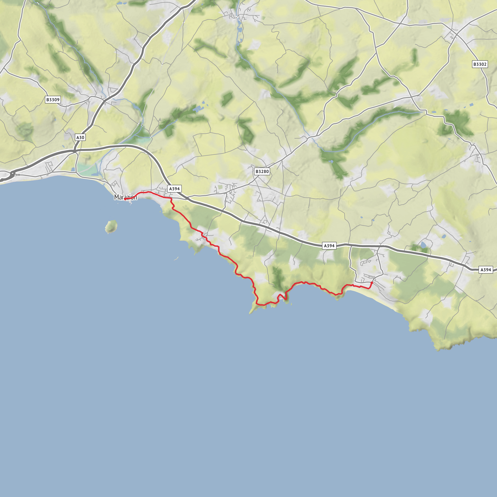 Marazion to Praa Sands mobile static map