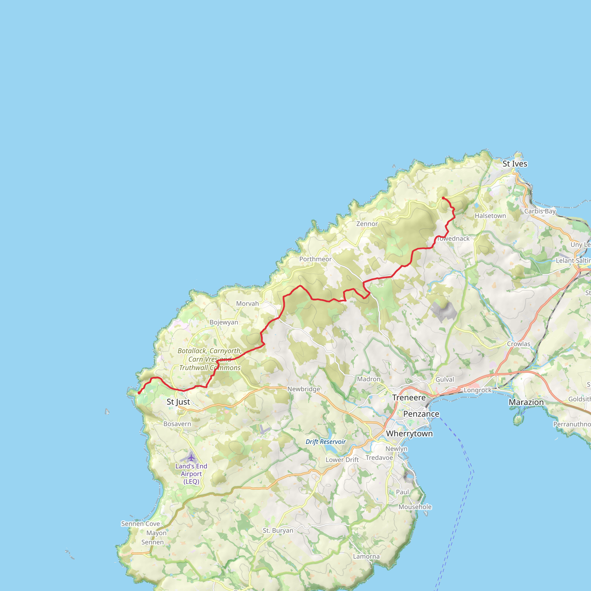 The Moors and Hills of Penwith mobile static map