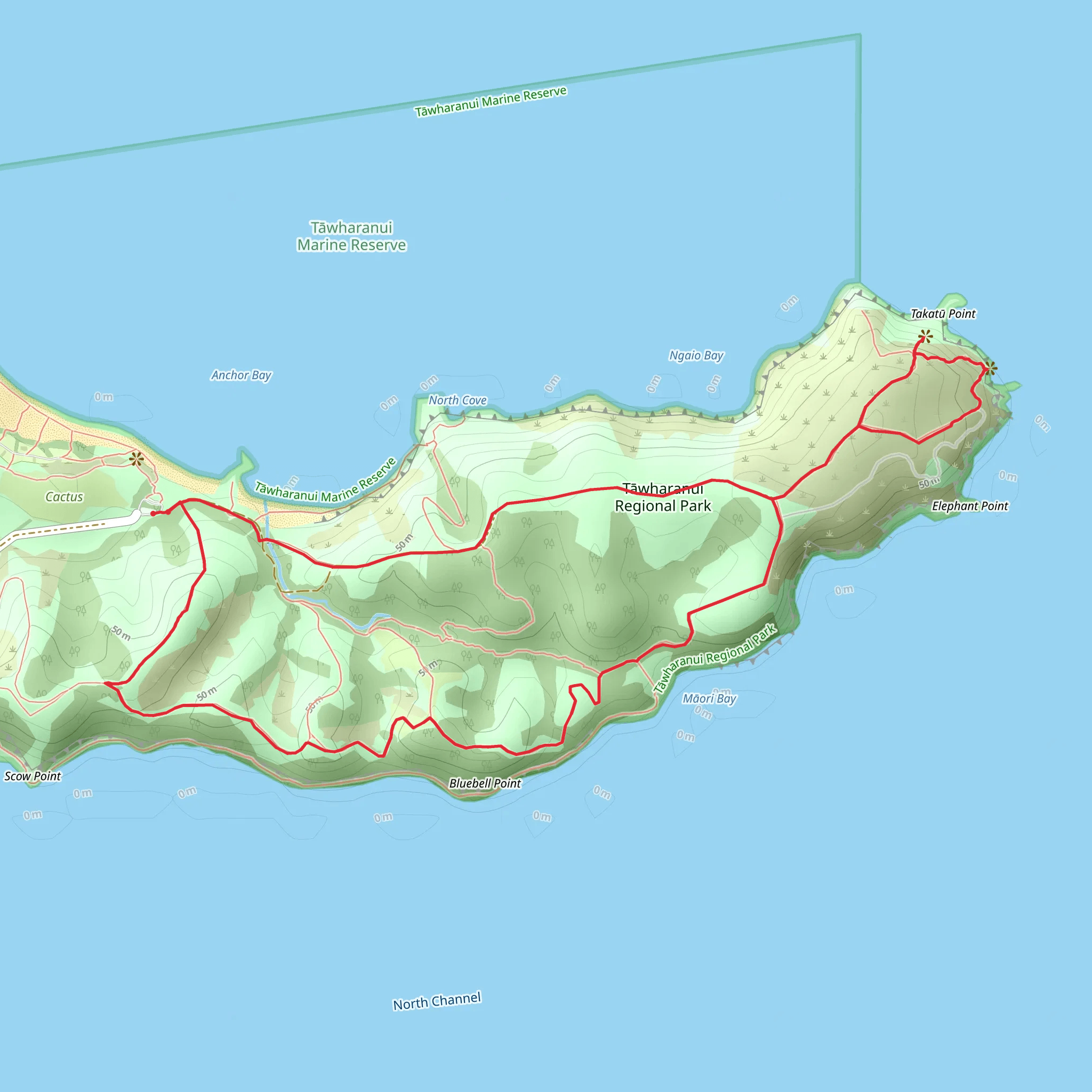 Tawharanui North Coast Track mobile static map