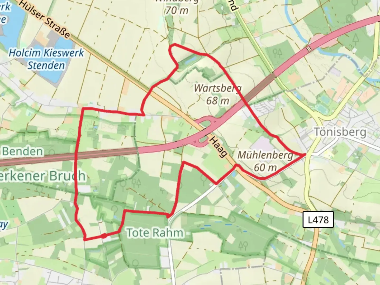 An image depicting the trail Waldschaenke Rundweg Loop and its surrounding area.