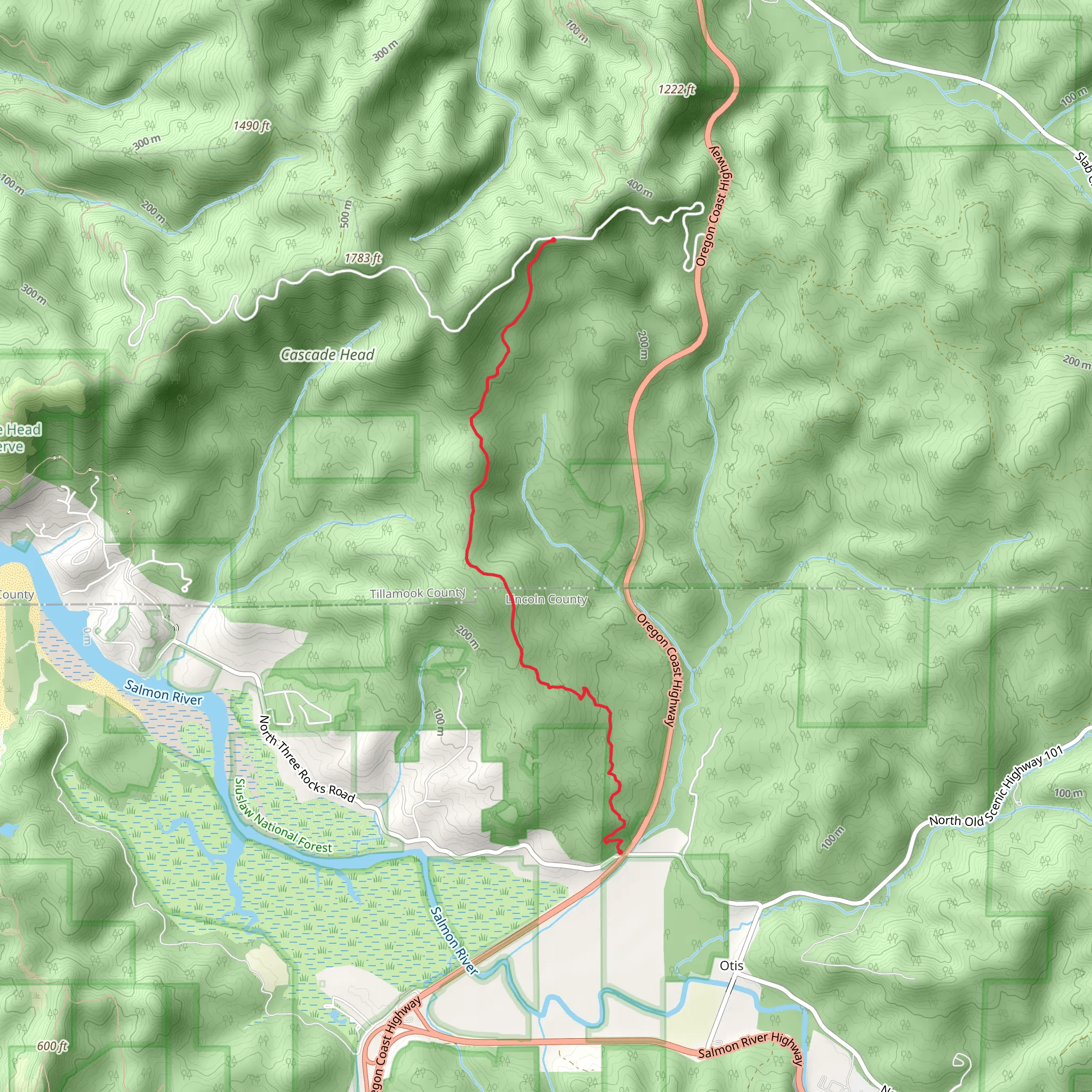 Cascade Head Trail mobile static map