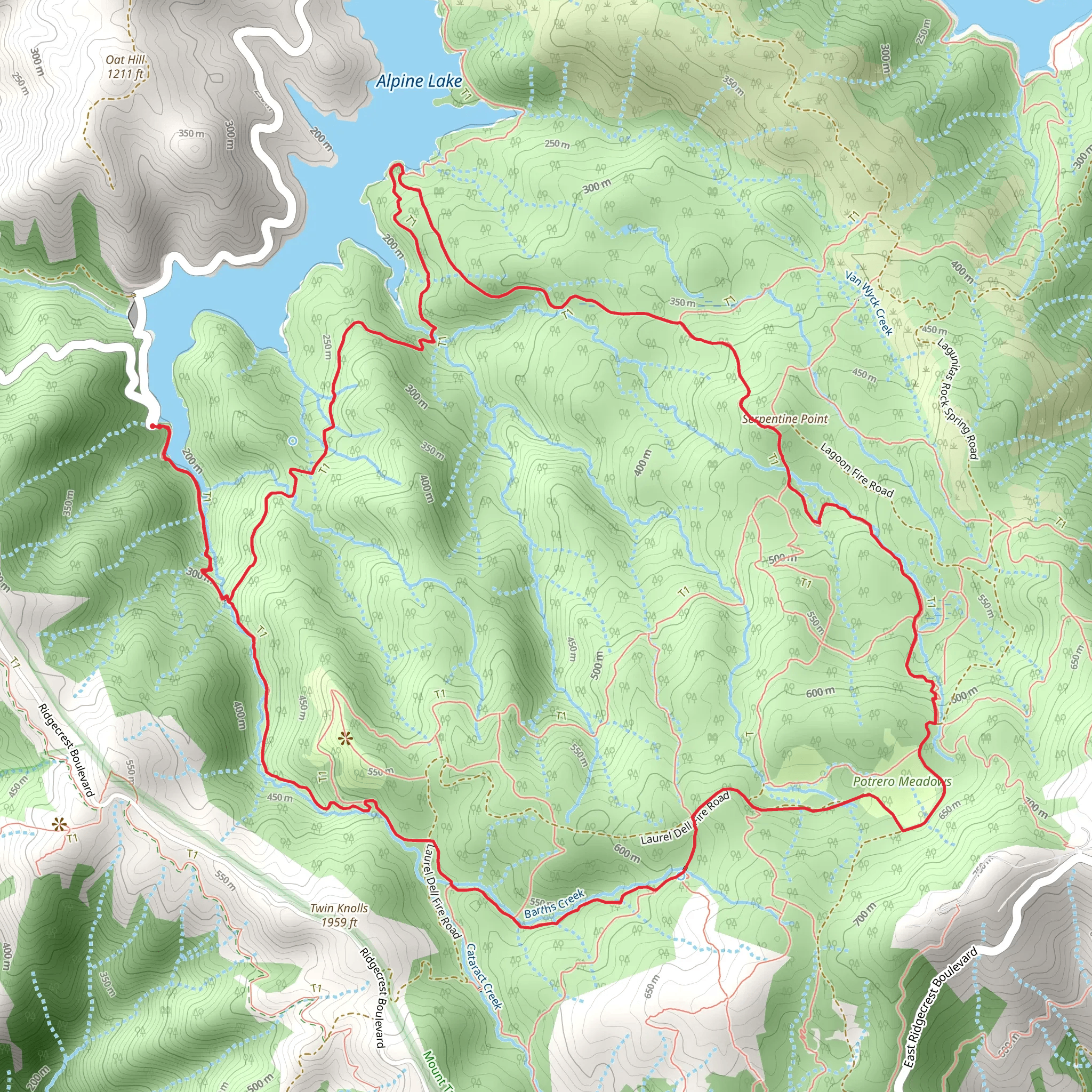Cataract, Serpentine Knoll and Helen Mark Loop Trail mobile static map