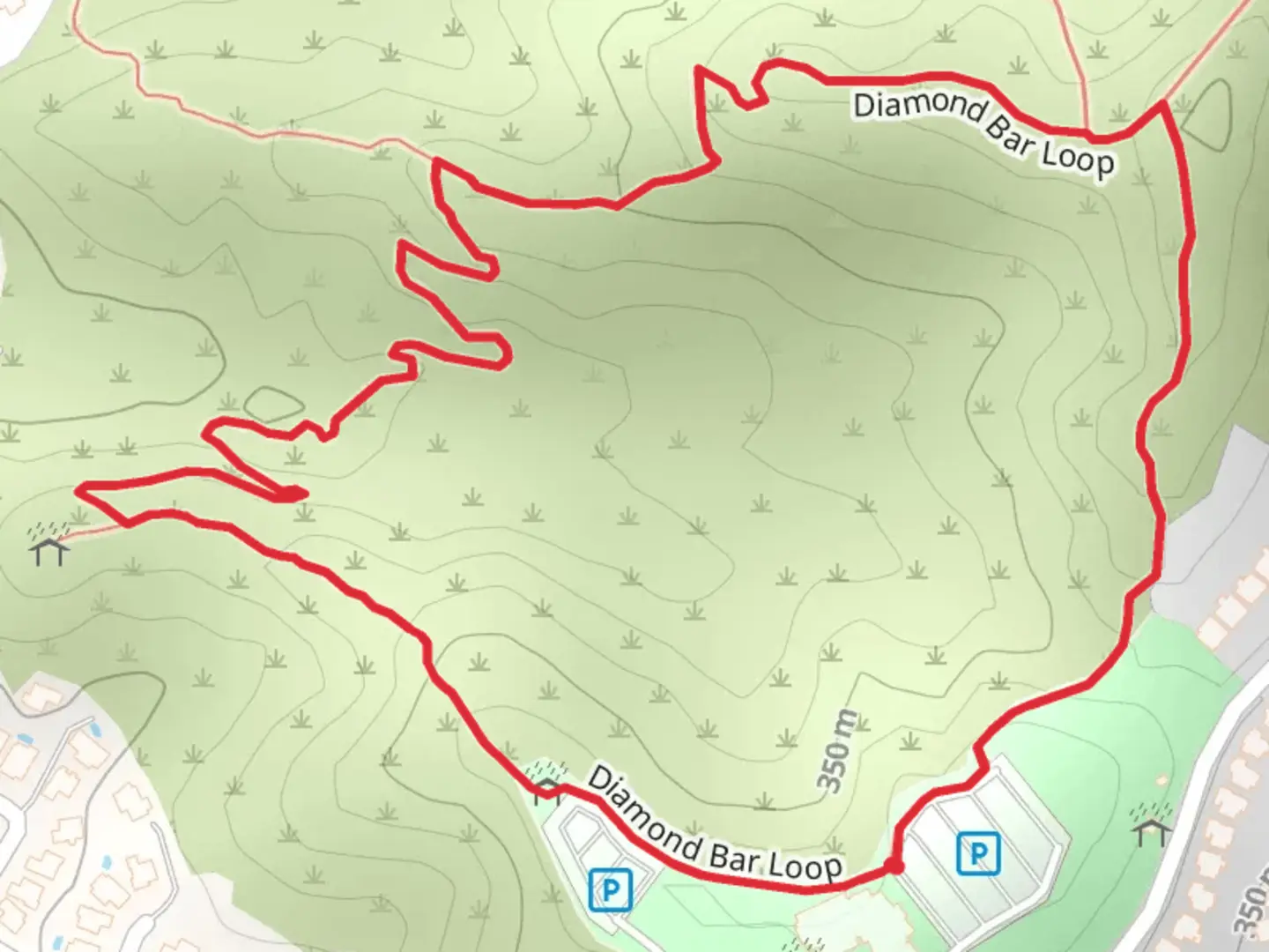 An image depicting the trail Diamond Bar Loop and its surrounding area.