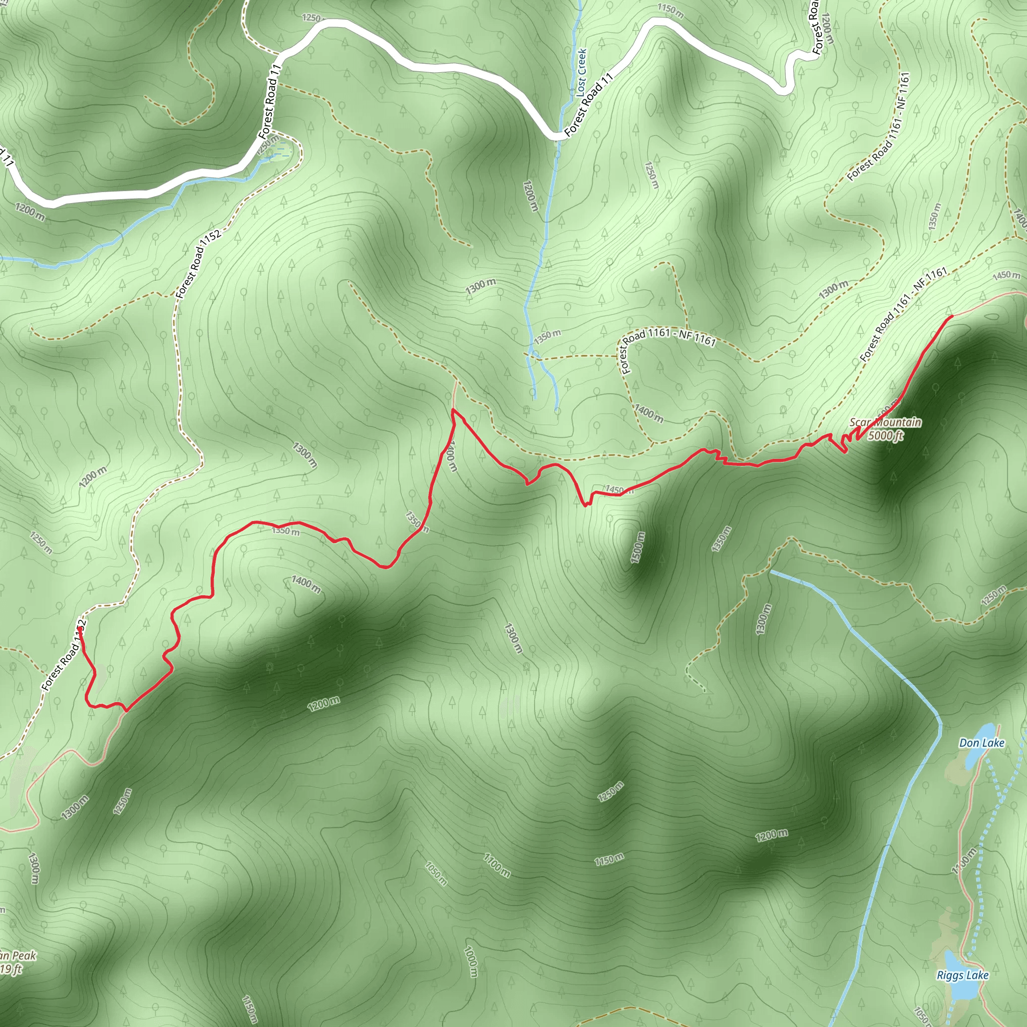 Scar Mountain via Gordan Peak Trail mobile static map