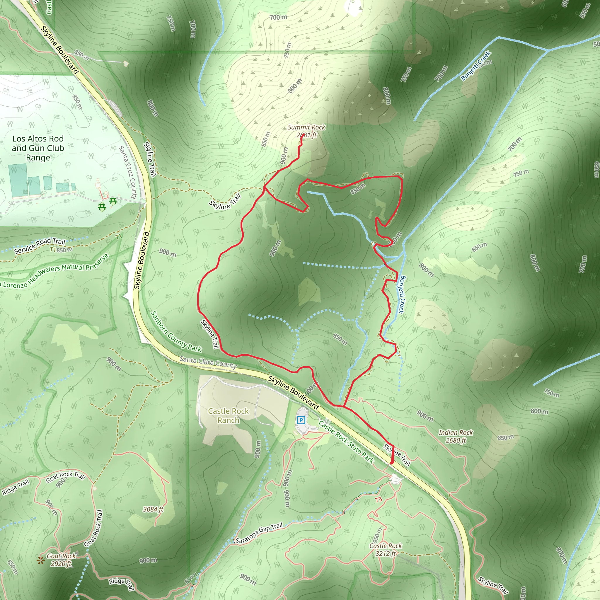 Summit Rock Loop mobile static map