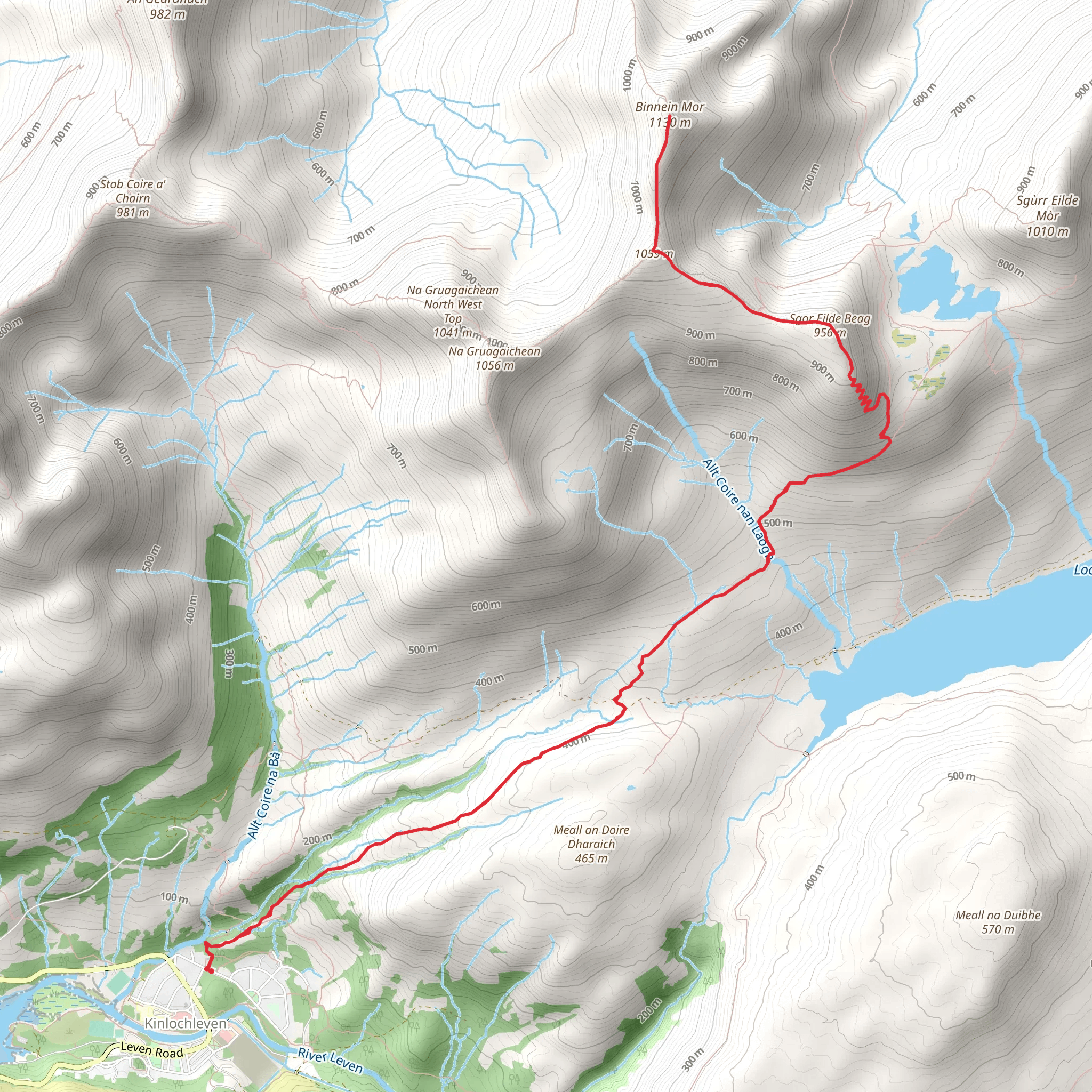 Binnein Mòr via Sgor Elide Beag mobile static map