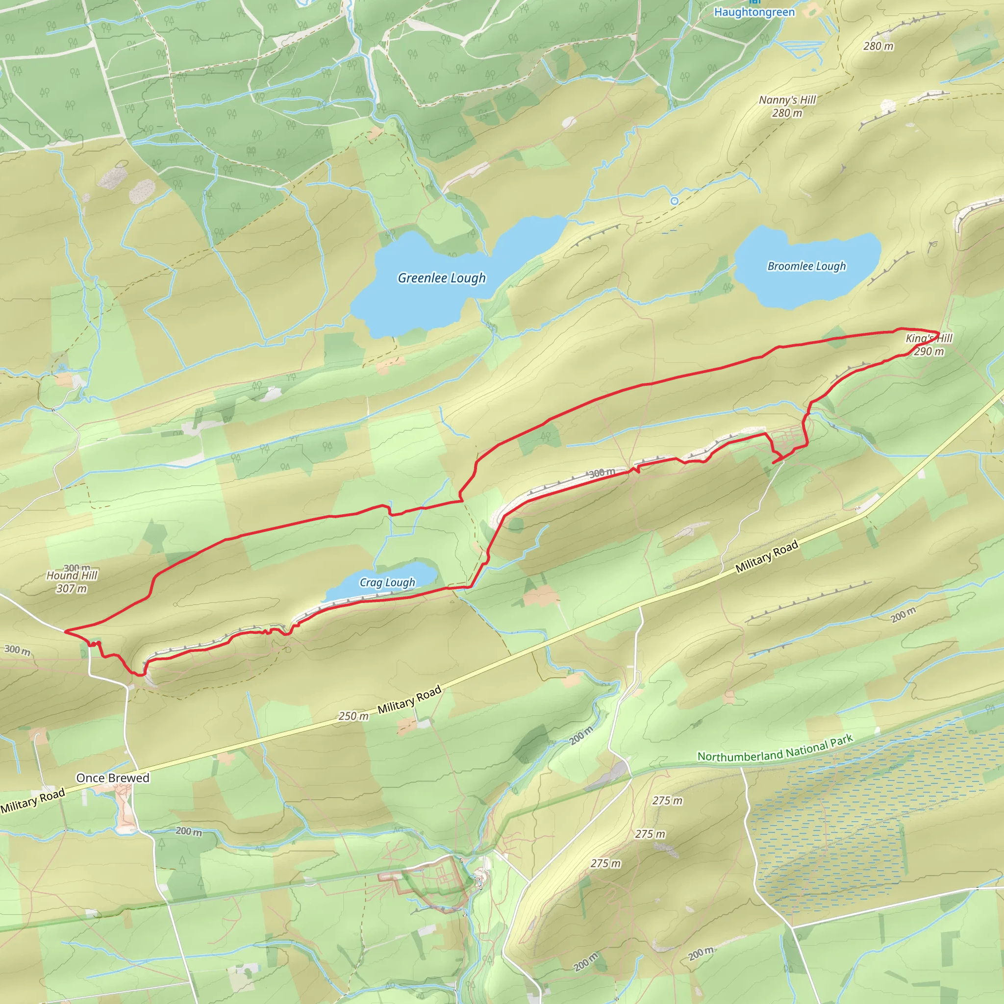 Crag Lough, Clew Hill and King's Hill Loop mobile static map