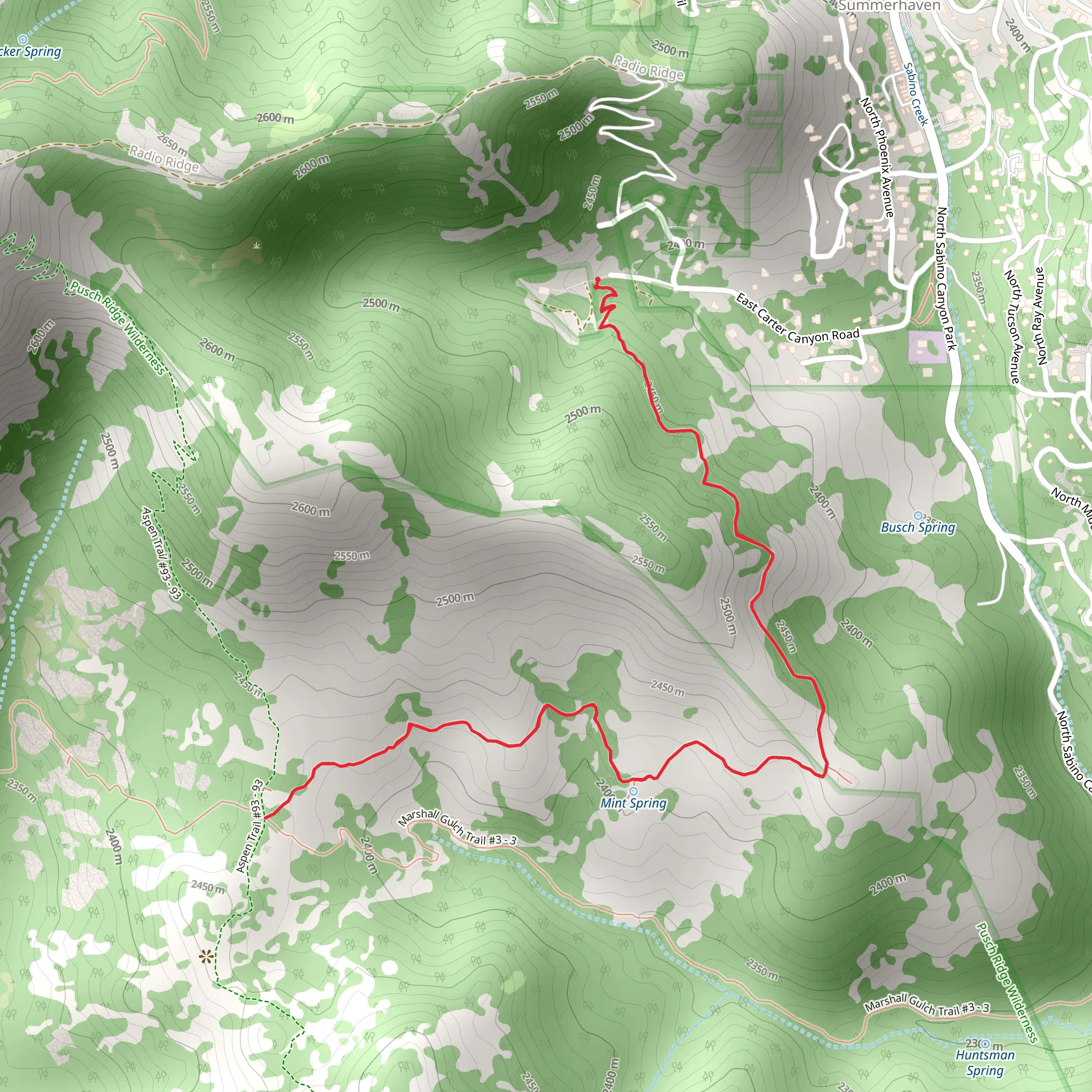 Mint Spring Trail mobile static map
