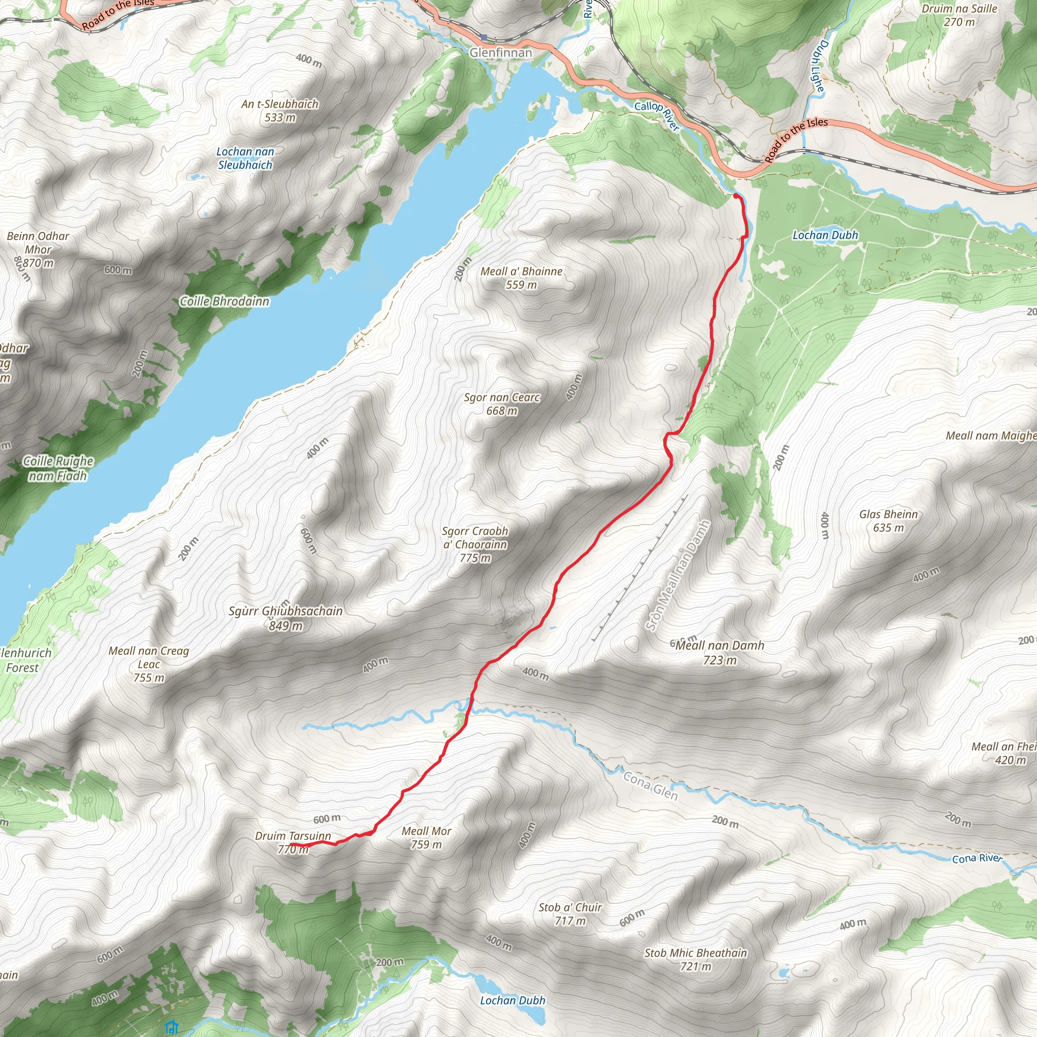 Druim Tarsuinn Hill mobile static map