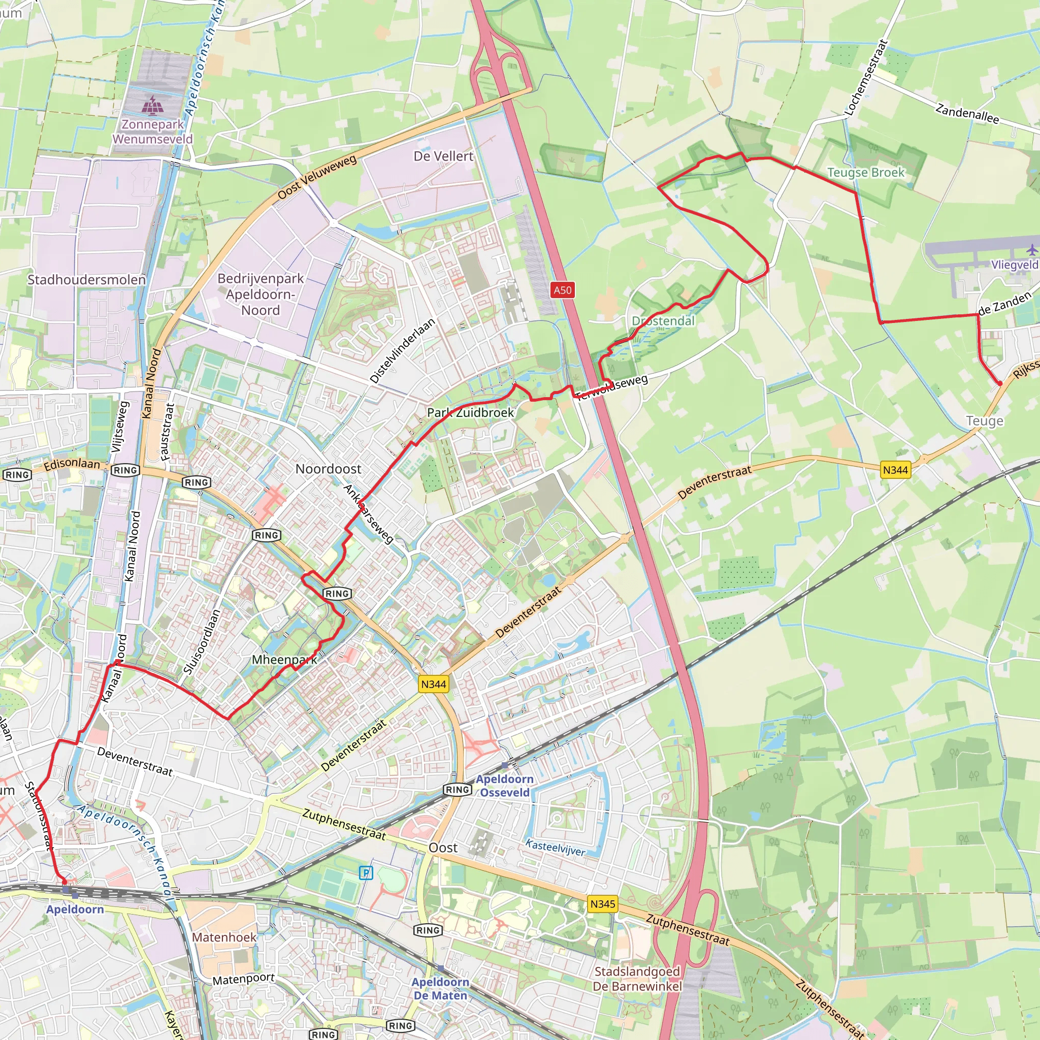 Teuge to Apeldoorn via Weteringsebroek Route mobile static map